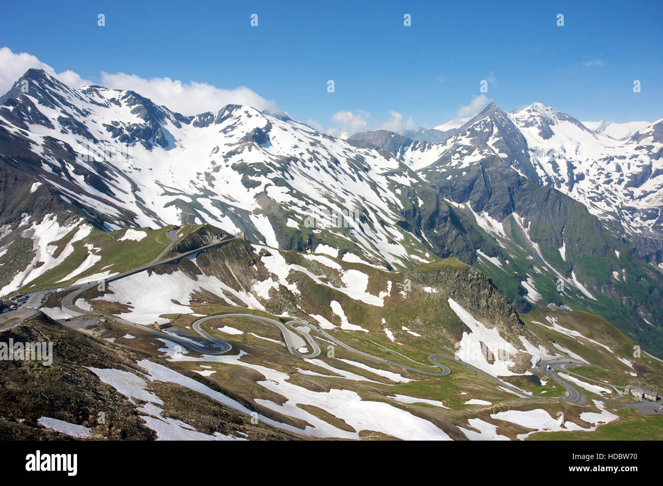 Blick vom Mt Edelweiss-Spitze, Grossglockner Mountain Hochalpenstraße, Hohe Tauern National Park, Salzburg, Österreich, Europa Stockfoto