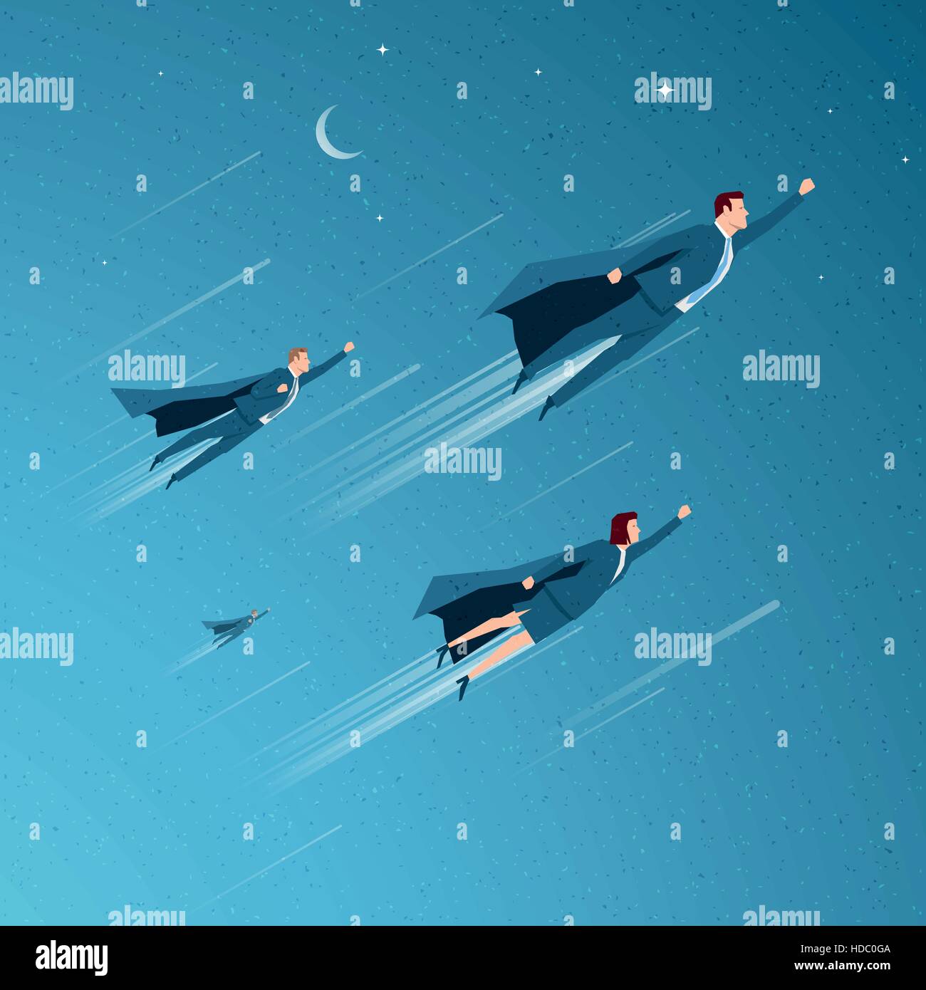 Business-Konzept-Vektor-Illustration. Team, Führer, überlegene Fähigkeit Konzept. Elemente werden separat in Vektordatei geschichtet. Stock Vektor