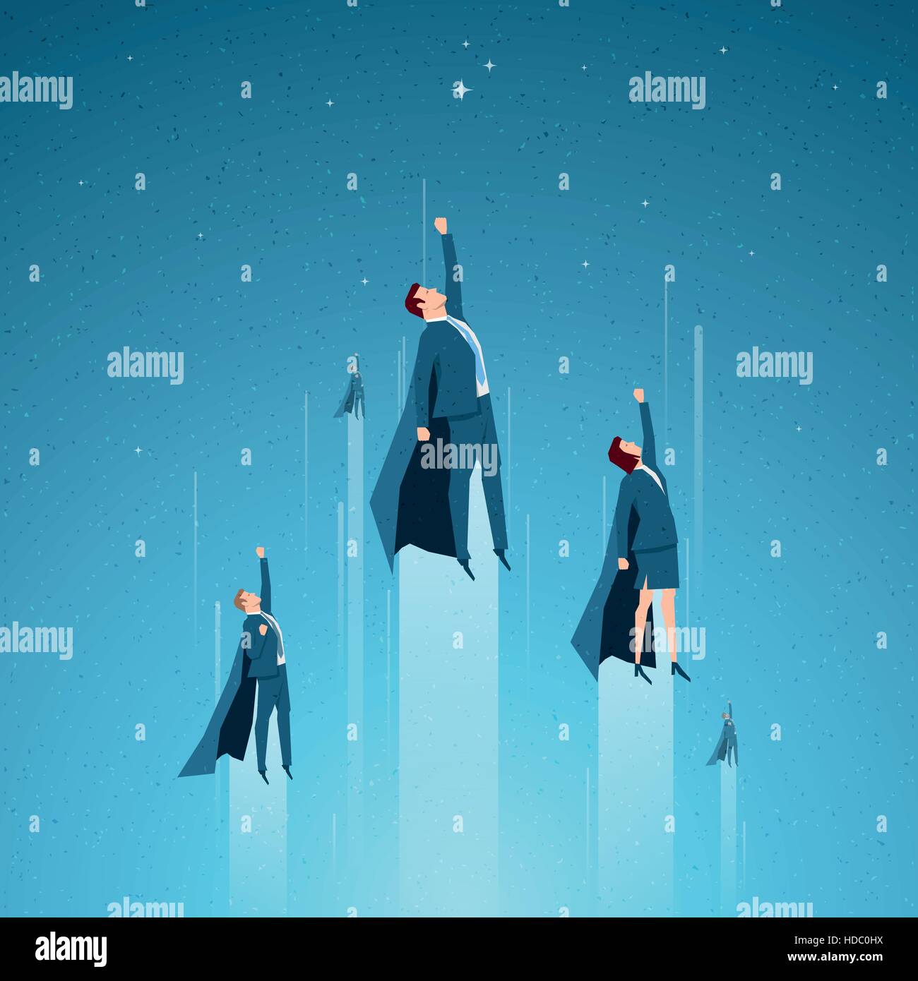 Business-Konzept-Vektor-Illustration. Team, Führer, überlegene Fähigkeit Konzept. Elemente werden separat in Vektordatei geschichtet. Stock Vektor