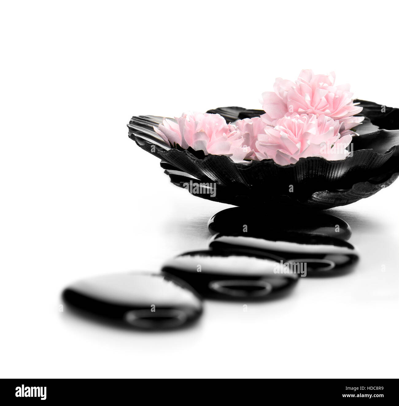 Eine zarte japanische Wellness- und Ruhebereich Konzept Bild mit großzügige Räumlichkeiten für Textfreiraum. Stockfoto