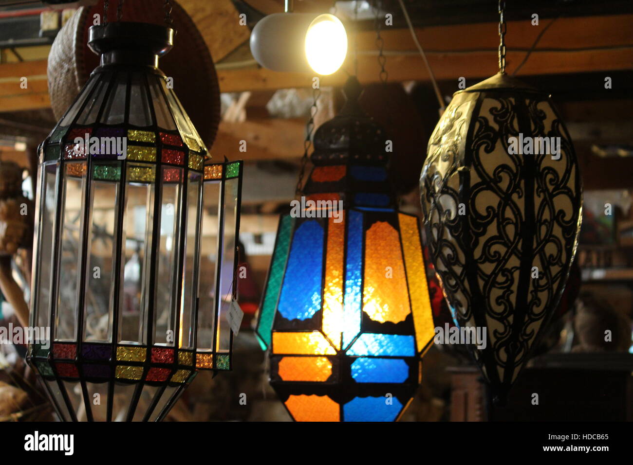 Glasmalerei Lampen Stockfoto