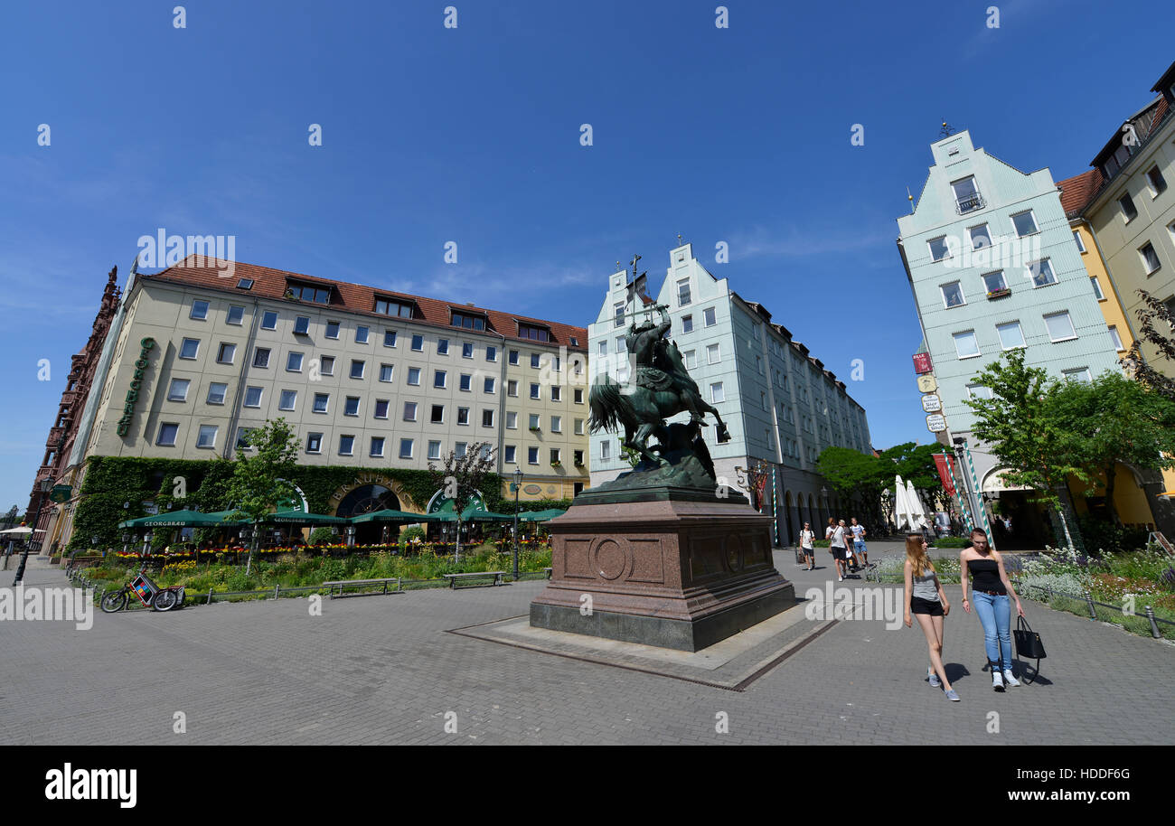 Denkmal St. Georg, Propststrasse, Nikolaiviertel, Mitte, Berlin, Deutschland Stockfoto