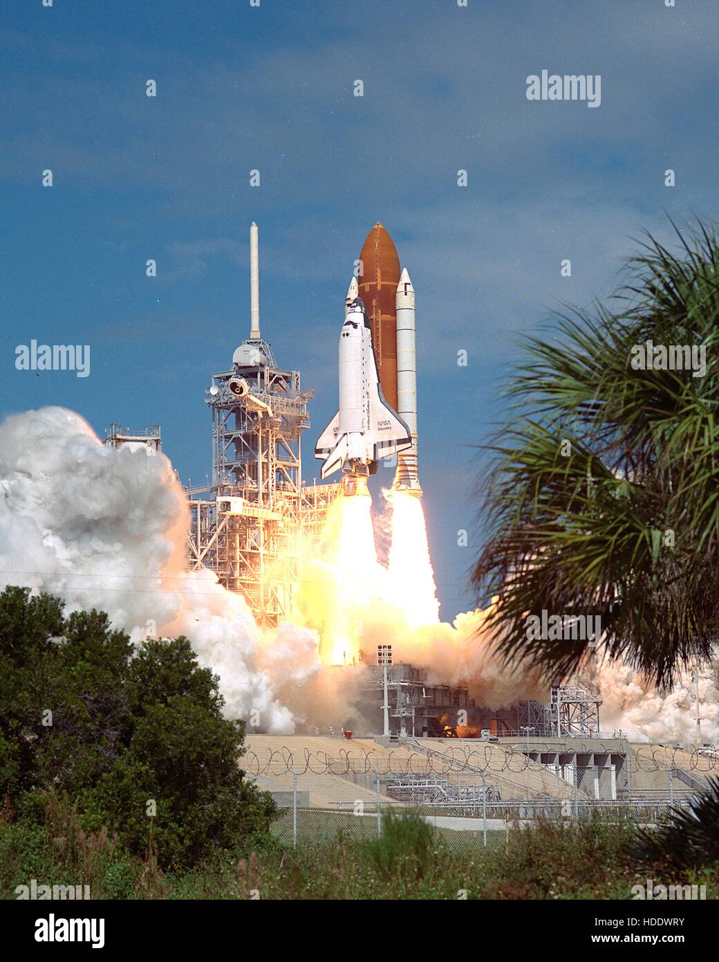 Die NASA Space Shuttle Discovery startet während seiner Rückkehr zum Flug starten am Kennedy Space Center 29. September 1988 in Cape Canaveral, Florida. Stockfoto