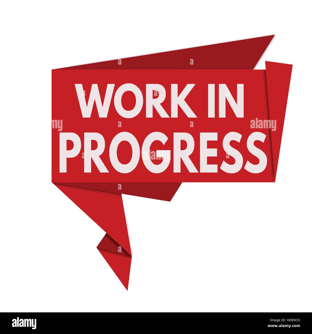 Work In Progress Origami Sprechblase auf weißem Hintergrund, Vektor-illustration Stock Vektor