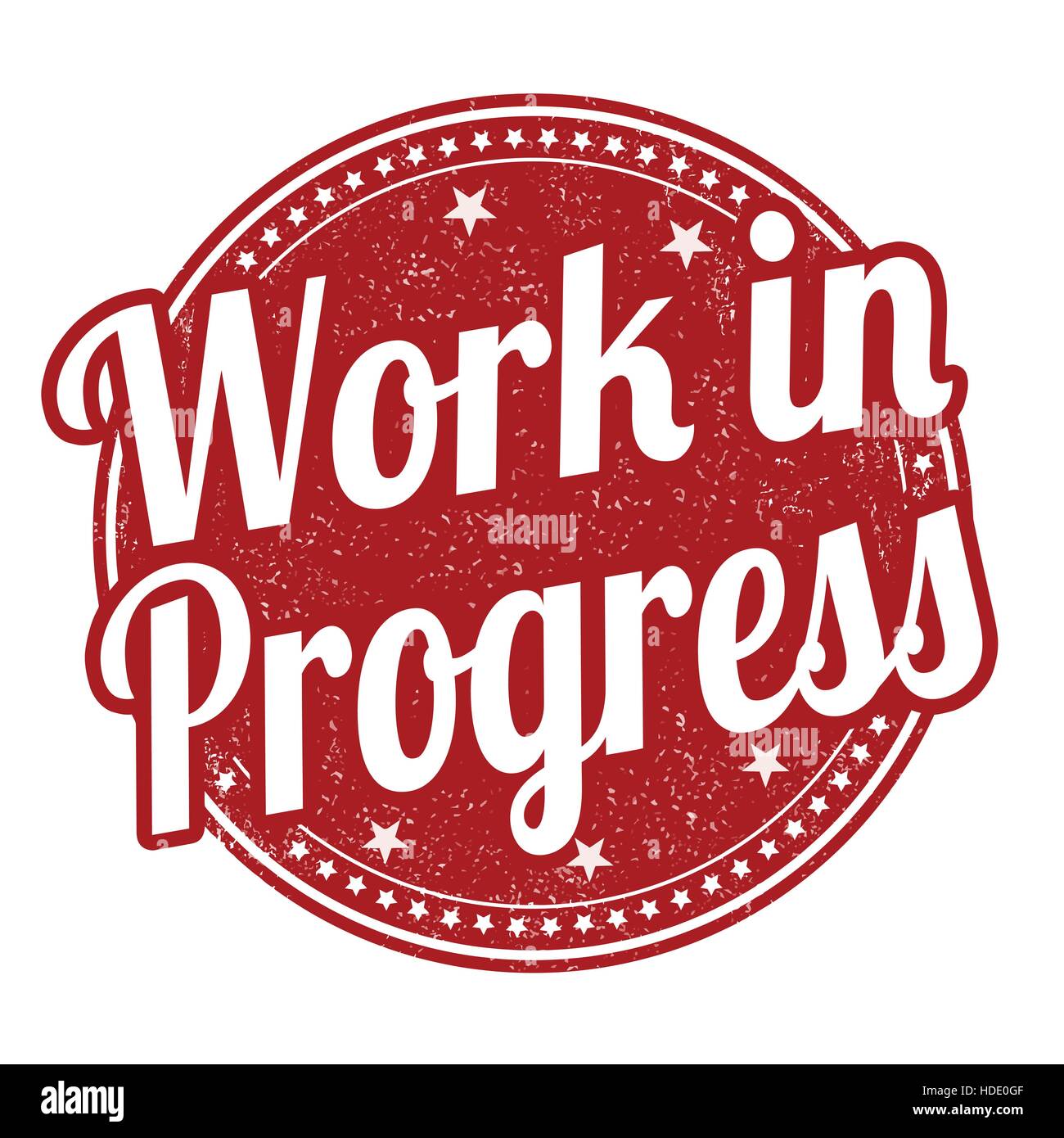 Work In Progress Grunge Stempel auf weißem Hintergrund, Vektor-illustration Stock Vektor
