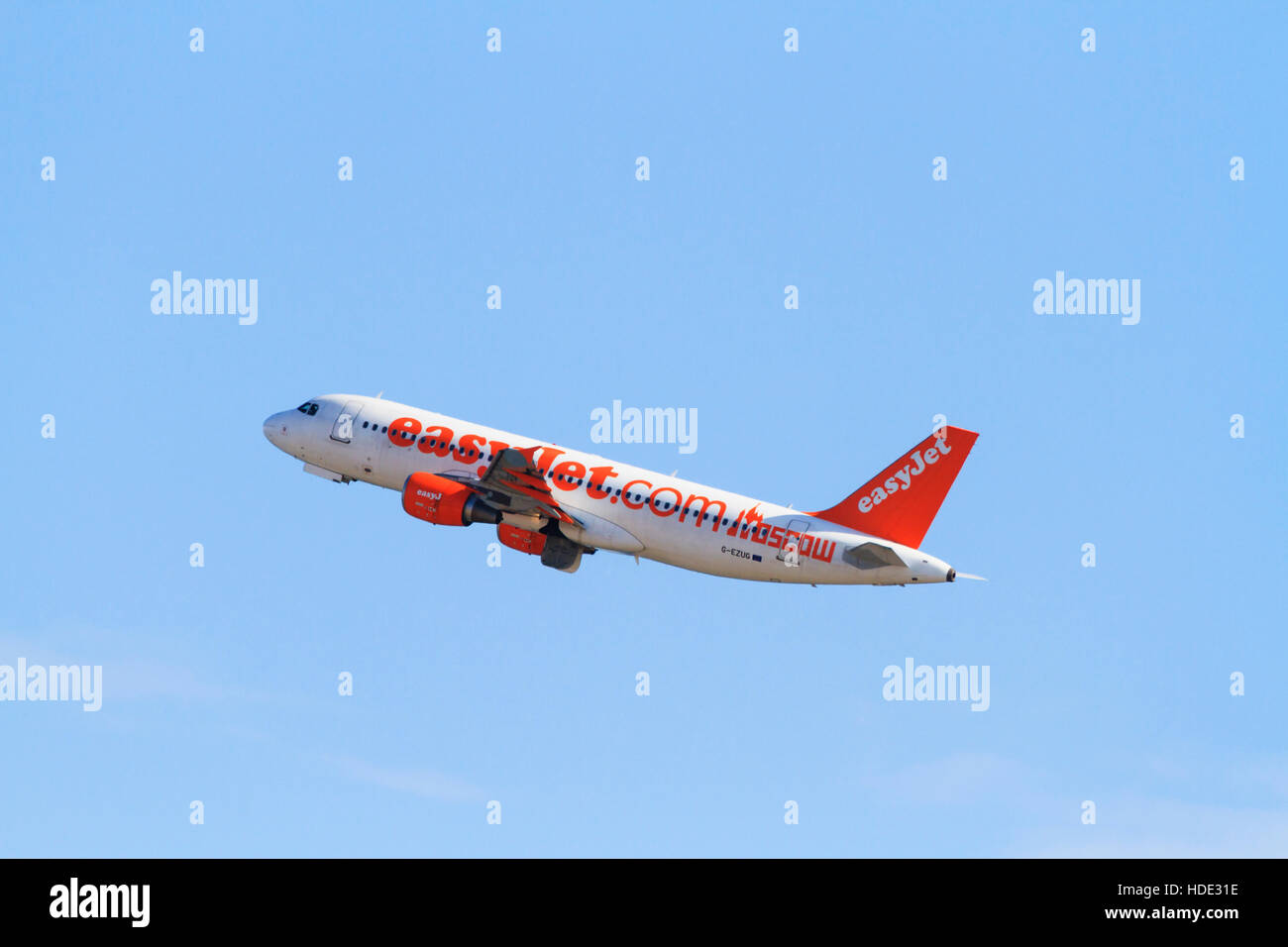 Airbus A320-214 von Easyjet in Moskau Lackierung. Stockfoto