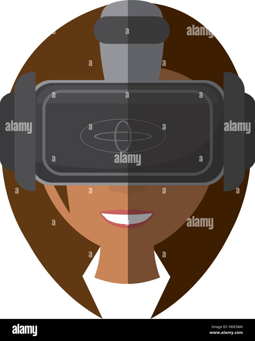 niedliche Mädchen virtual-Reality Brille Technologie Schatten Stock Vektor