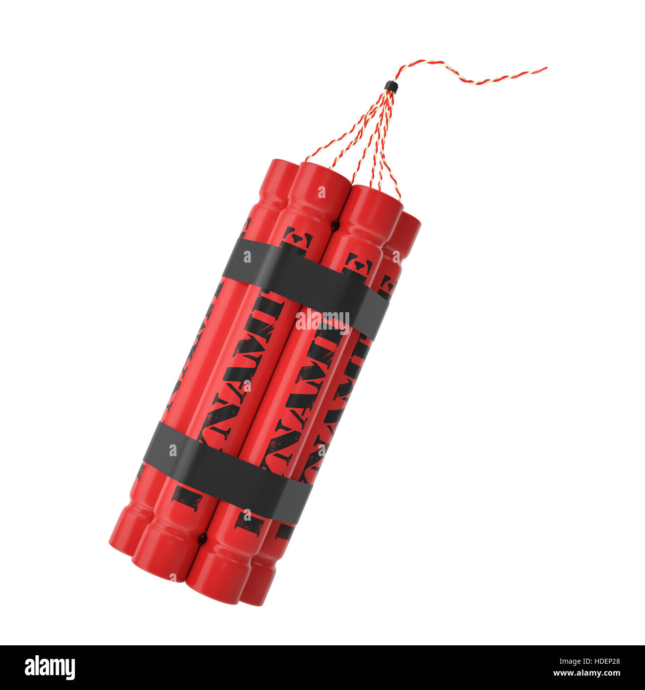TNT, Dynamit Bombe isoliert auf weißem Hintergrund Stockfoto