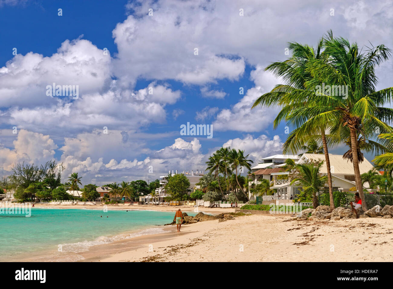 Worthing Strand in Worthing, zwischen St. Lawrence Gap und Bridgetown, Südküste, Barbados, Caribbean. Stockfoto