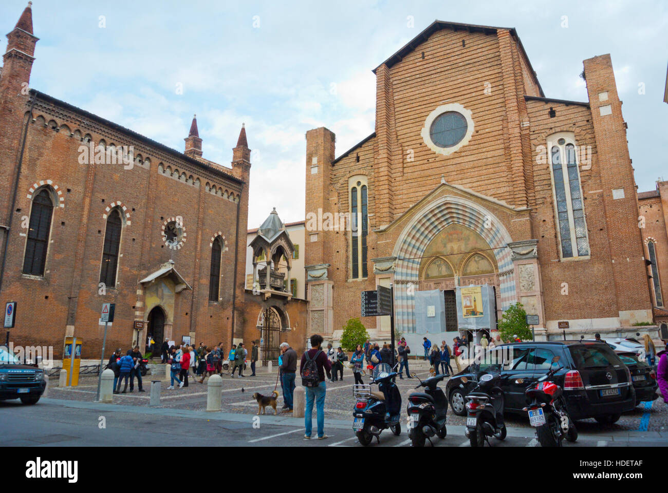 Piazza Santa Anastasia, mit Chiesa di Sant'Anastasia, Verona, Veneto, Italien Stockfoto