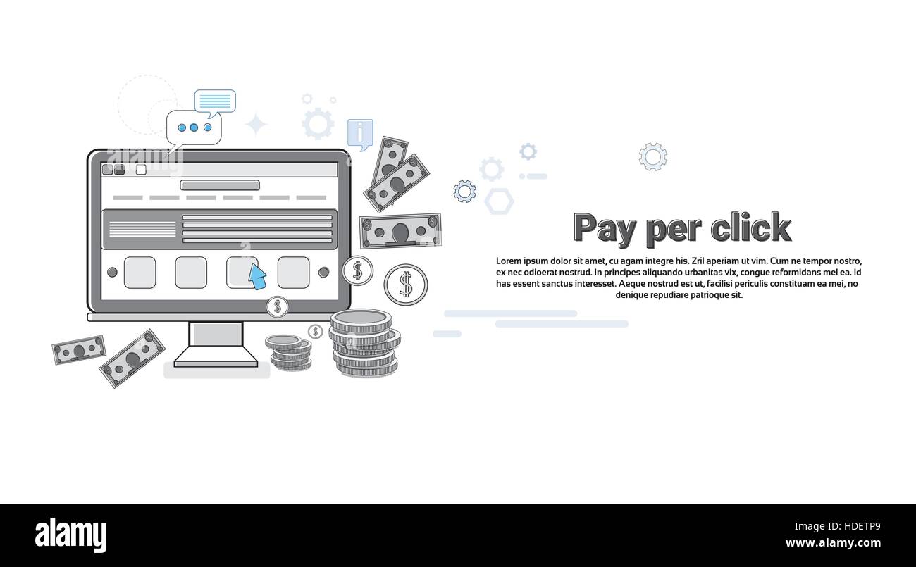Pay-Per-Uhr-Online-Payment-Web-Banner-Vektor-Illustration Stock Vektor