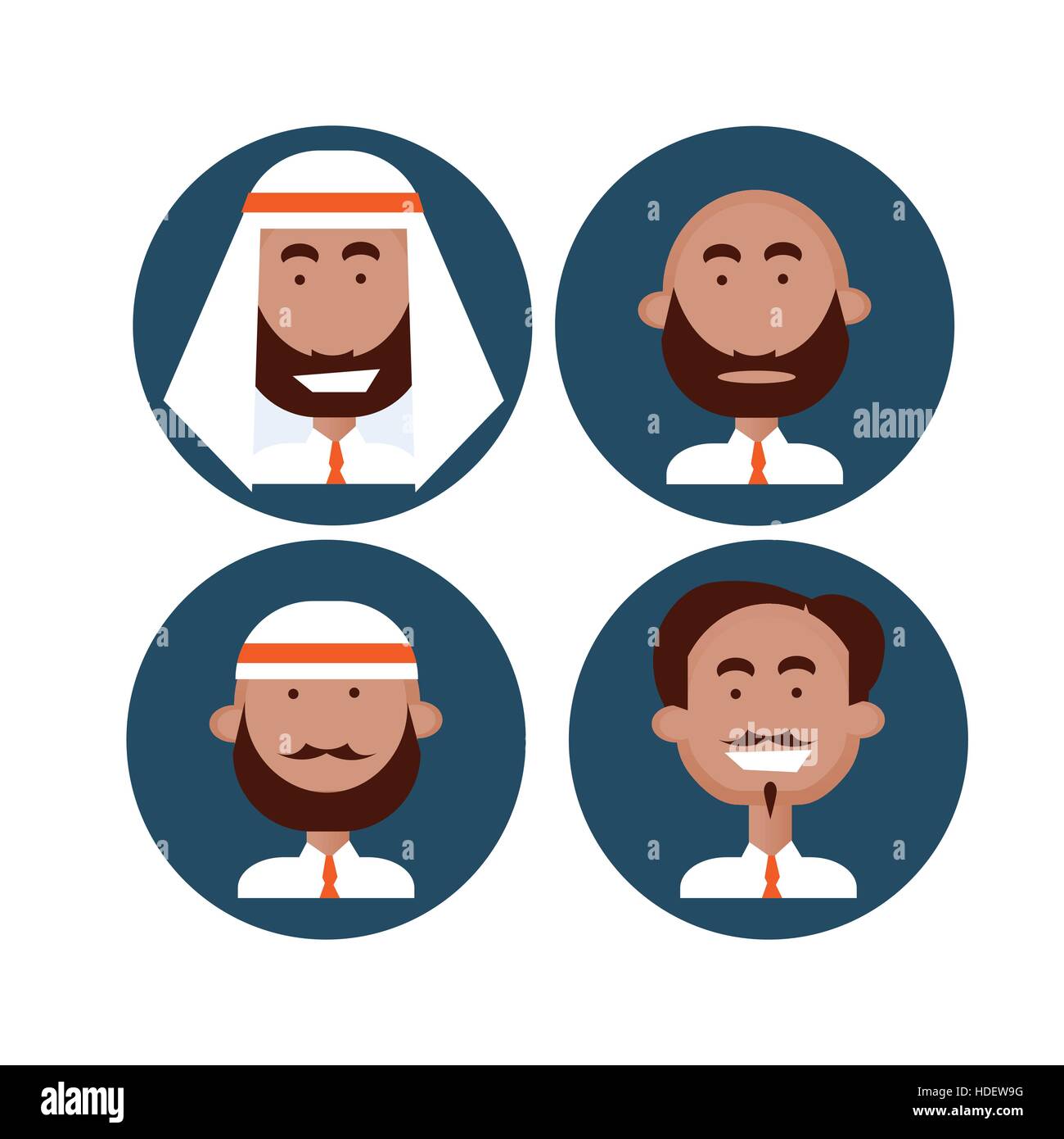 Geschäft Leute Volksgruppe Icon Set Mix Rennen Mann Geschäftsleute Team flache Vektor-Illustration Stock Vektor