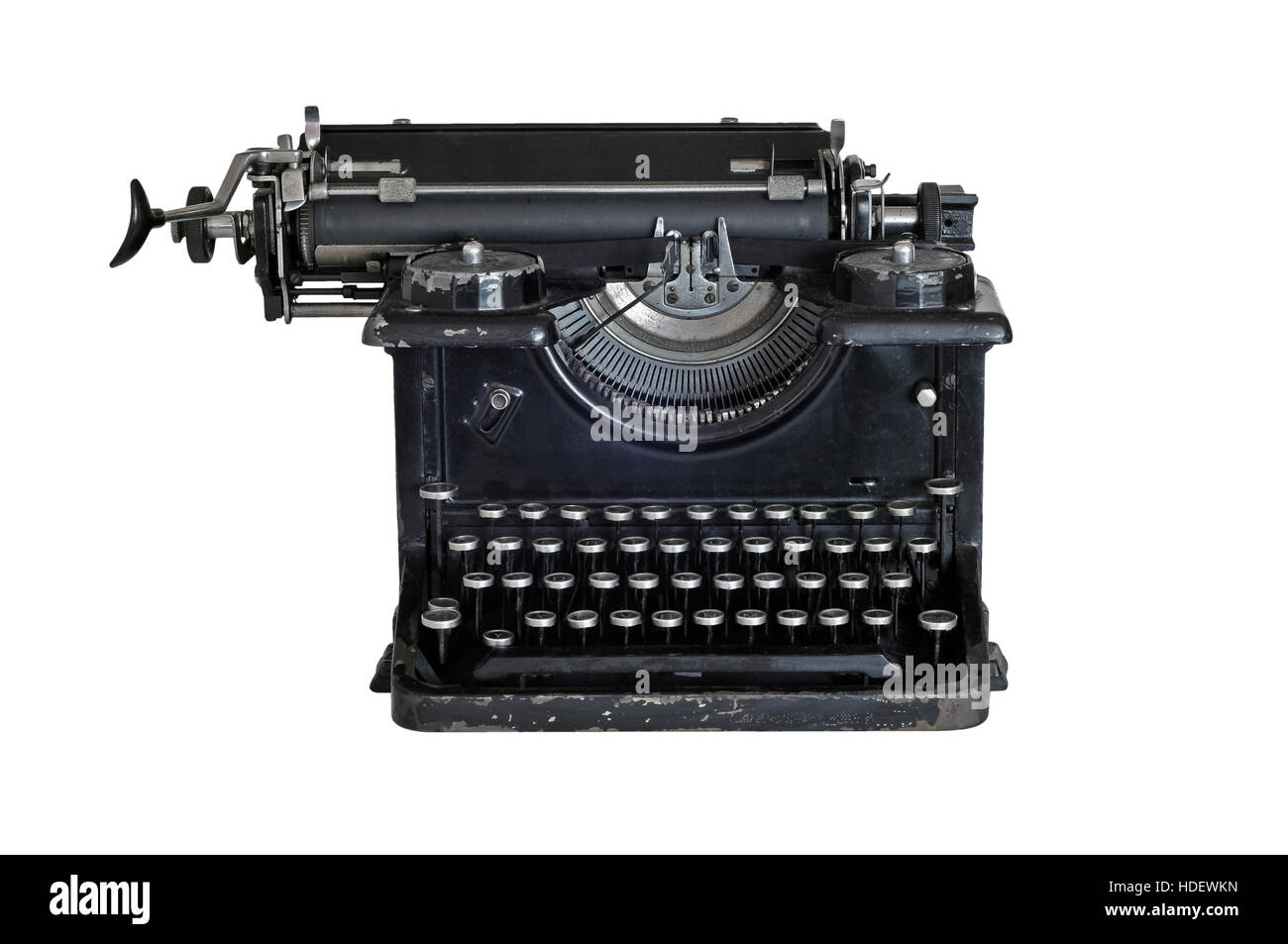 Alte Schreibmaschine, isoliert auf weißem Hintergrund Stockfoto