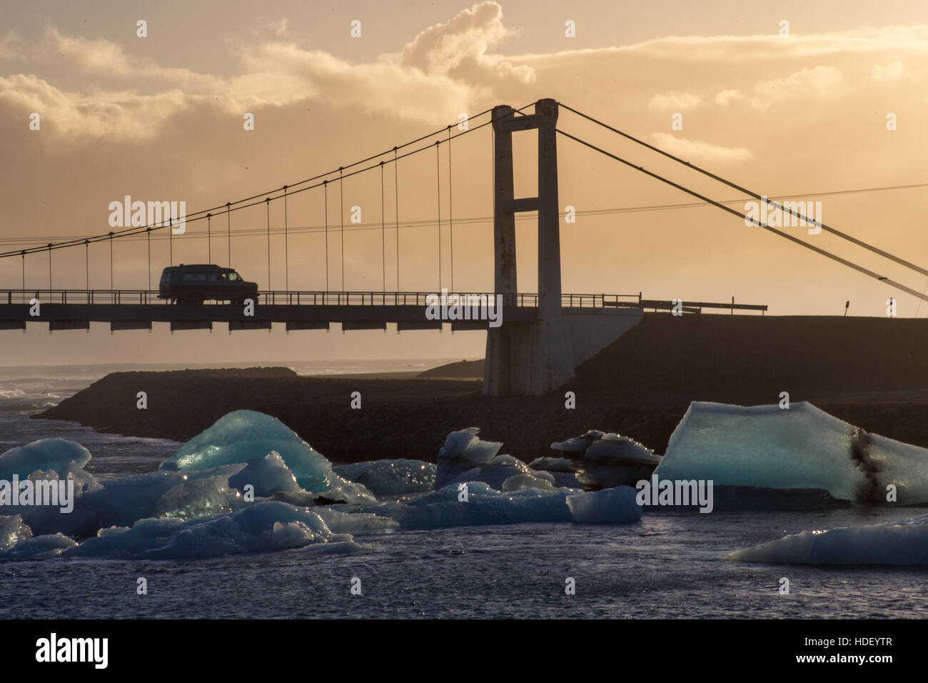 Glazialen River Bridge, Jokulsaron, Island Stockfoto