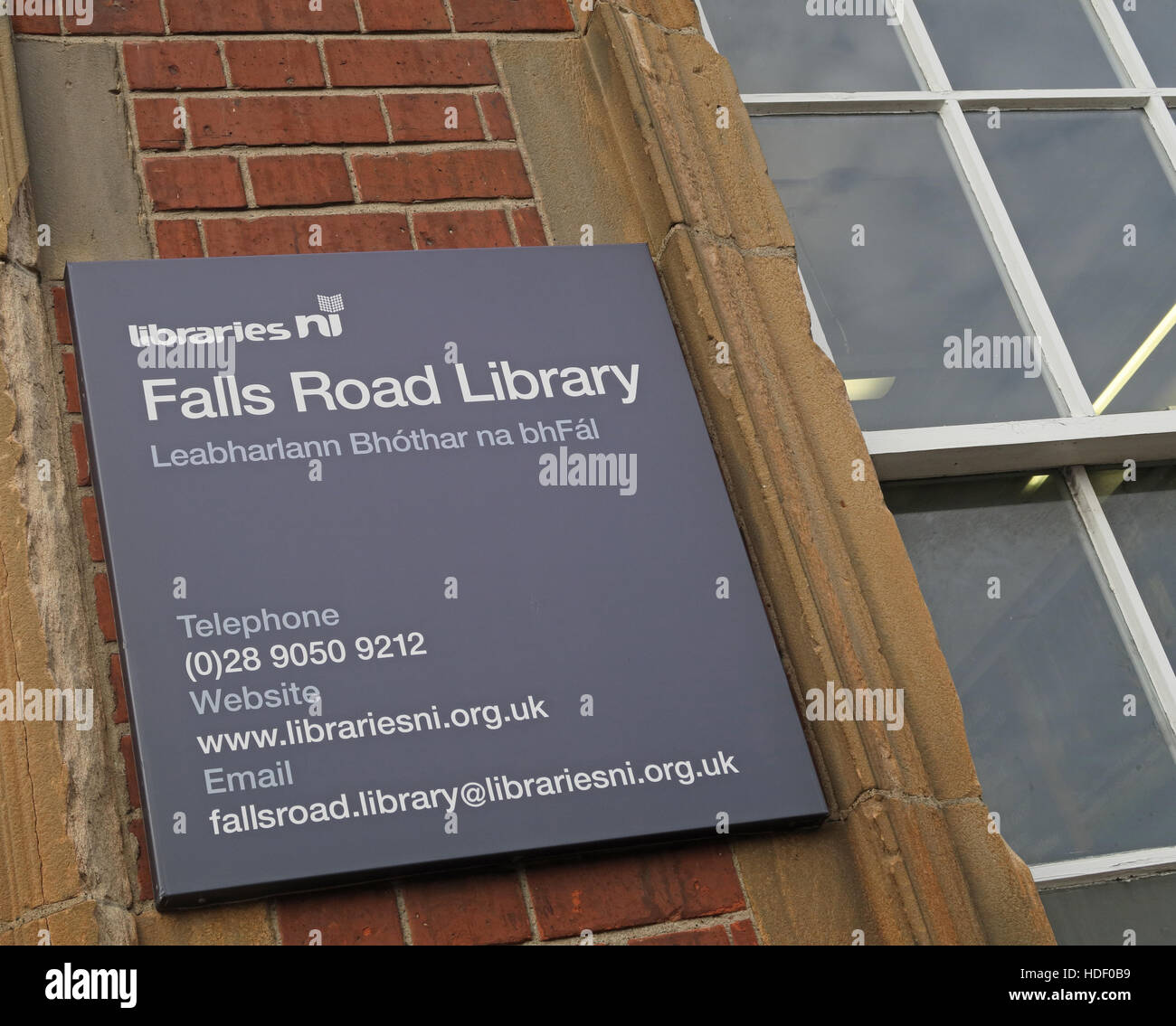 Belfast Falls Rd-Bibliothek Stockfoto