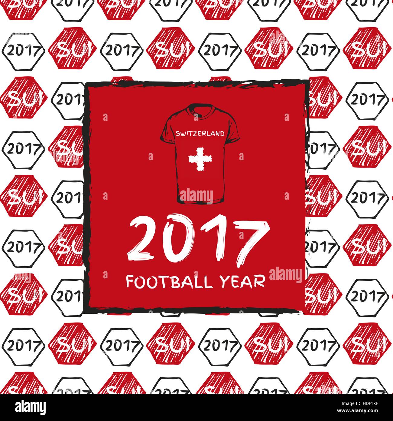 Fußball Hand gezeichnete Muster. Mit der Schweiz Landesflagge und T-shirt.  2017 Fußballjahr Stock-Vektorgrafik - Alamy