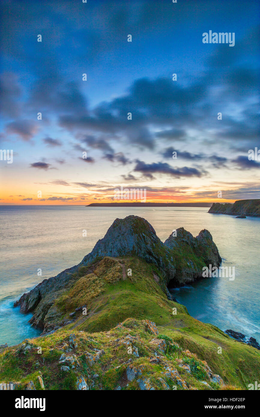 Drei Klippen Bucht, Gower, Wales, UK Stockfoto