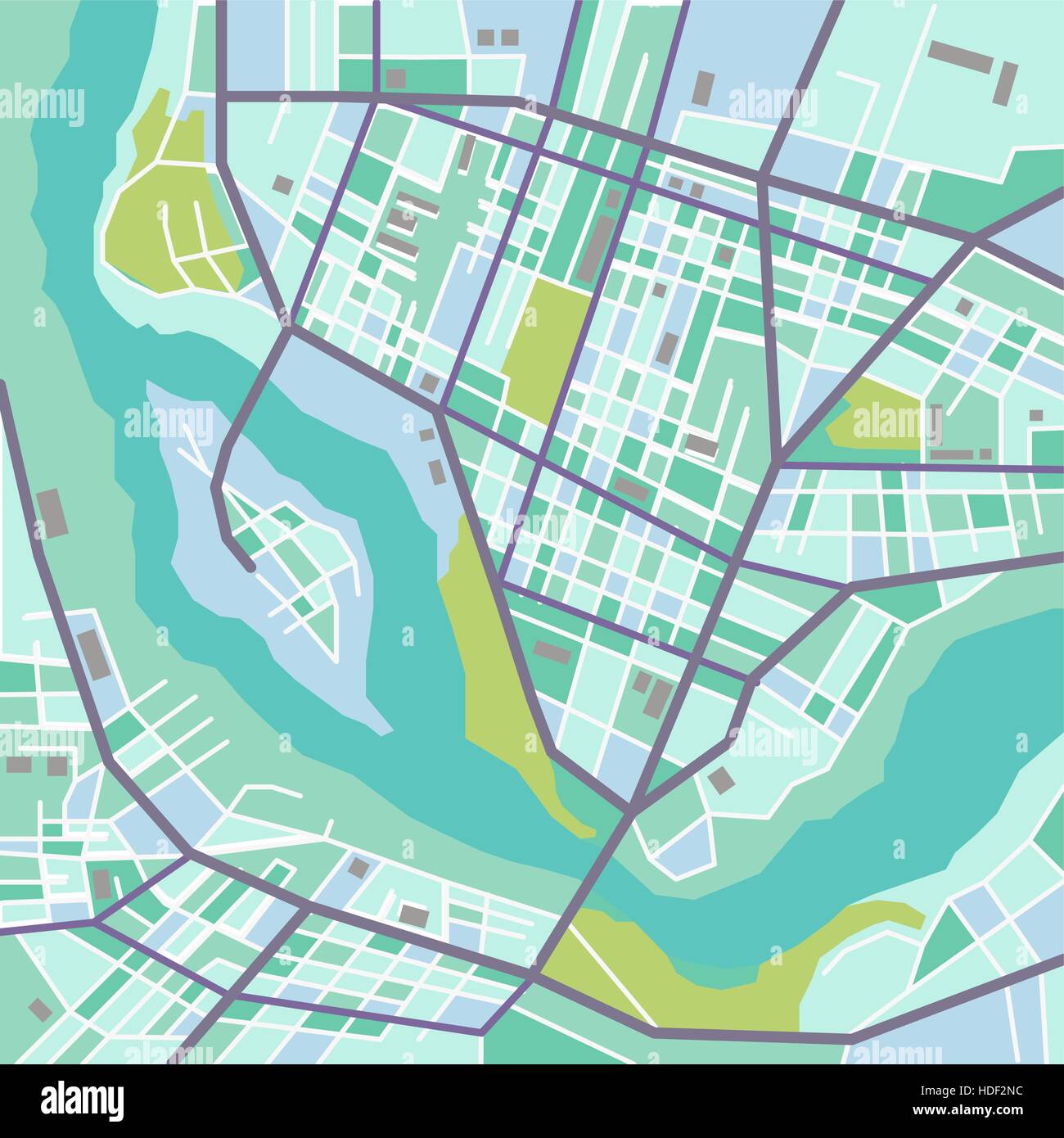 Dekorative Stadt Vektorkarte Stock Vektor