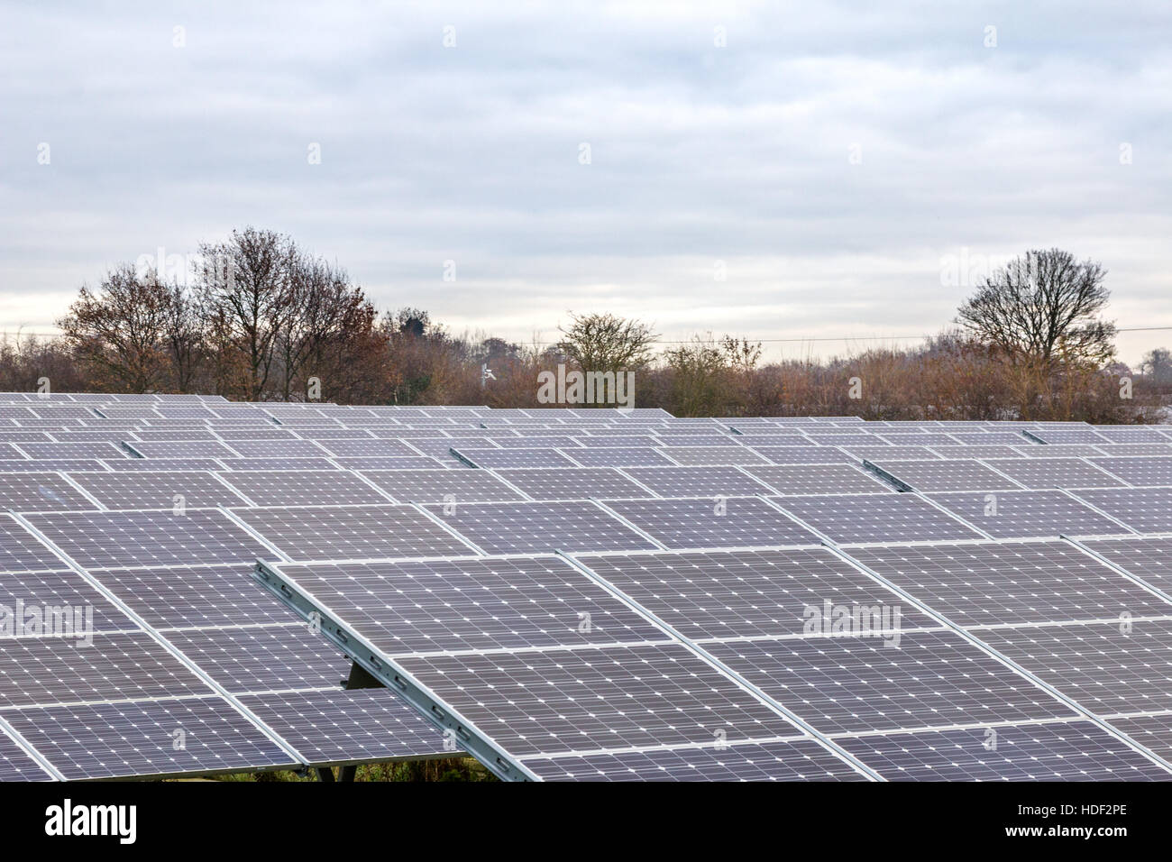 Sonnenkollektoren in Sudbury Solarpark Derbyshire England Stockfoto
