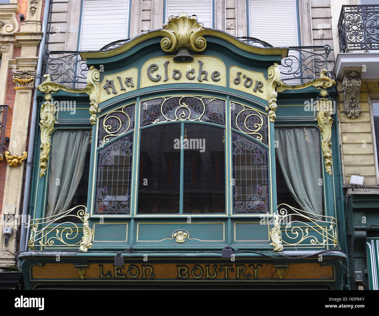 La Cloche d ' or, Lille, Frankreich. Schmuck Shop. Fassade im Art-Deco-Stil. Stockfoto