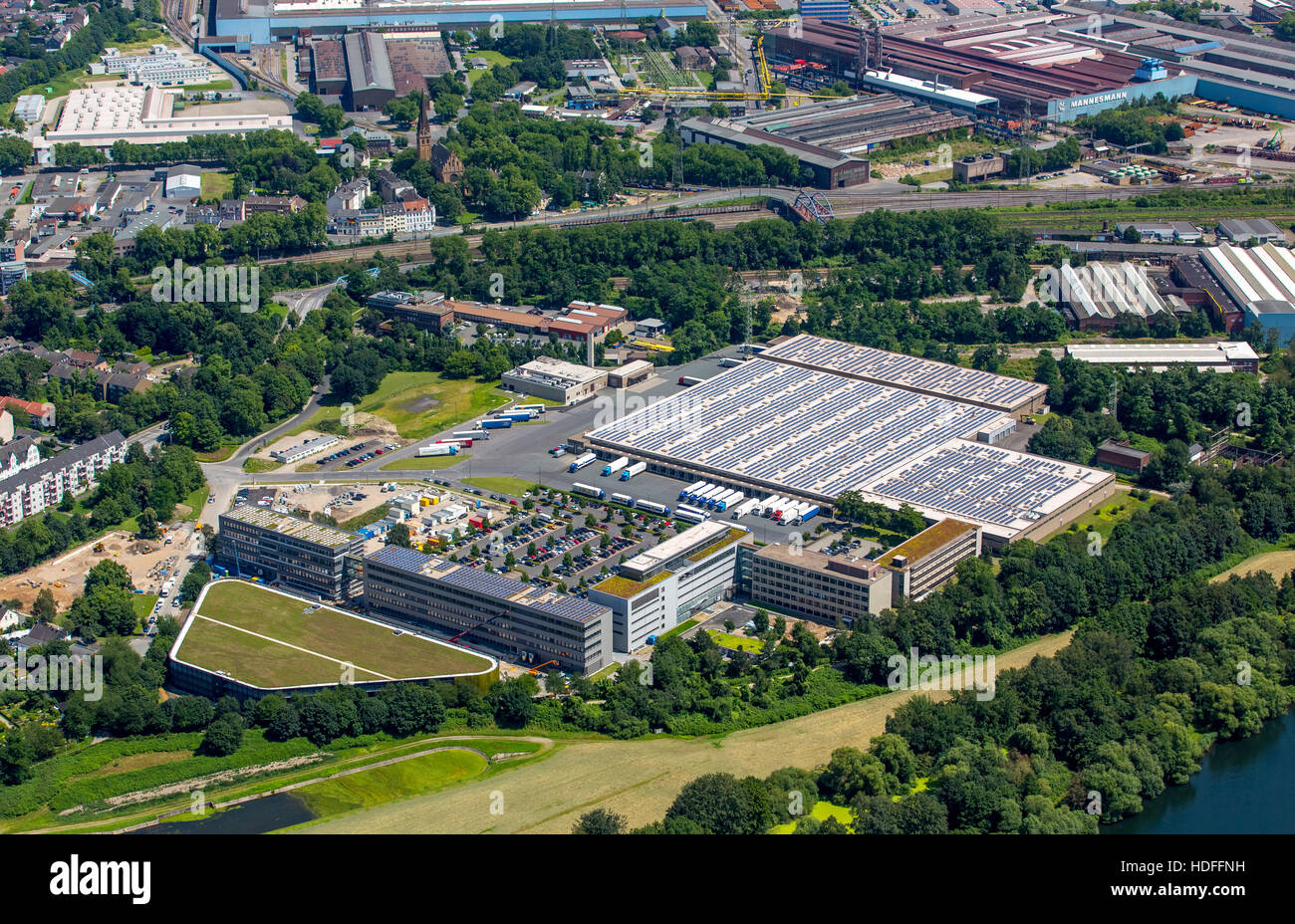 Luftbild, Discounter Aldi Süd Sitz, Styrum, Mülheim an der Ruhr, Ruhrgebiet, Nordrhein-Westfalen Stockfoto