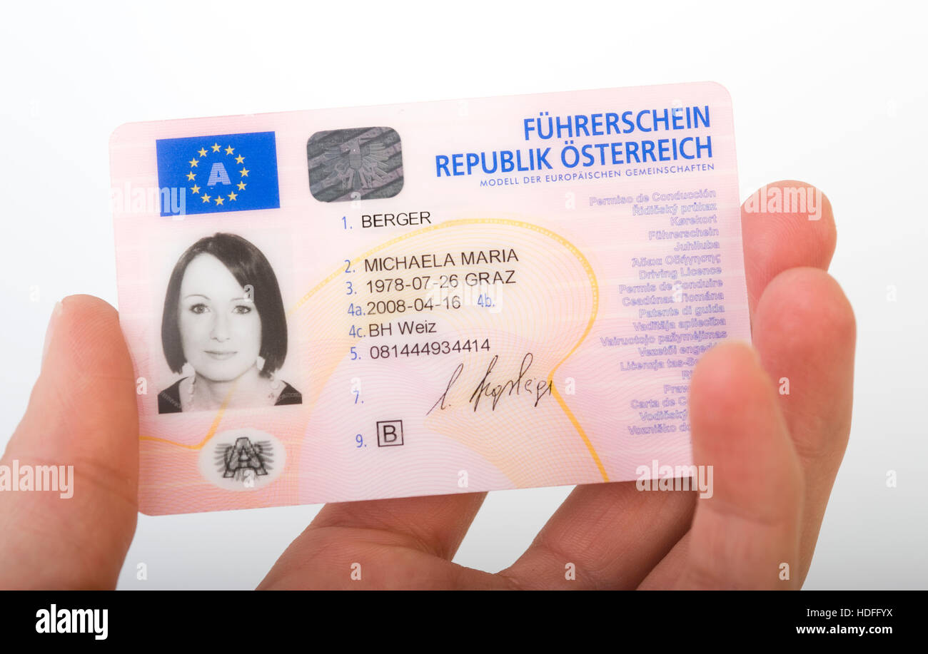 EU-Führerschein, österreichischer Führerschein Stockfoto