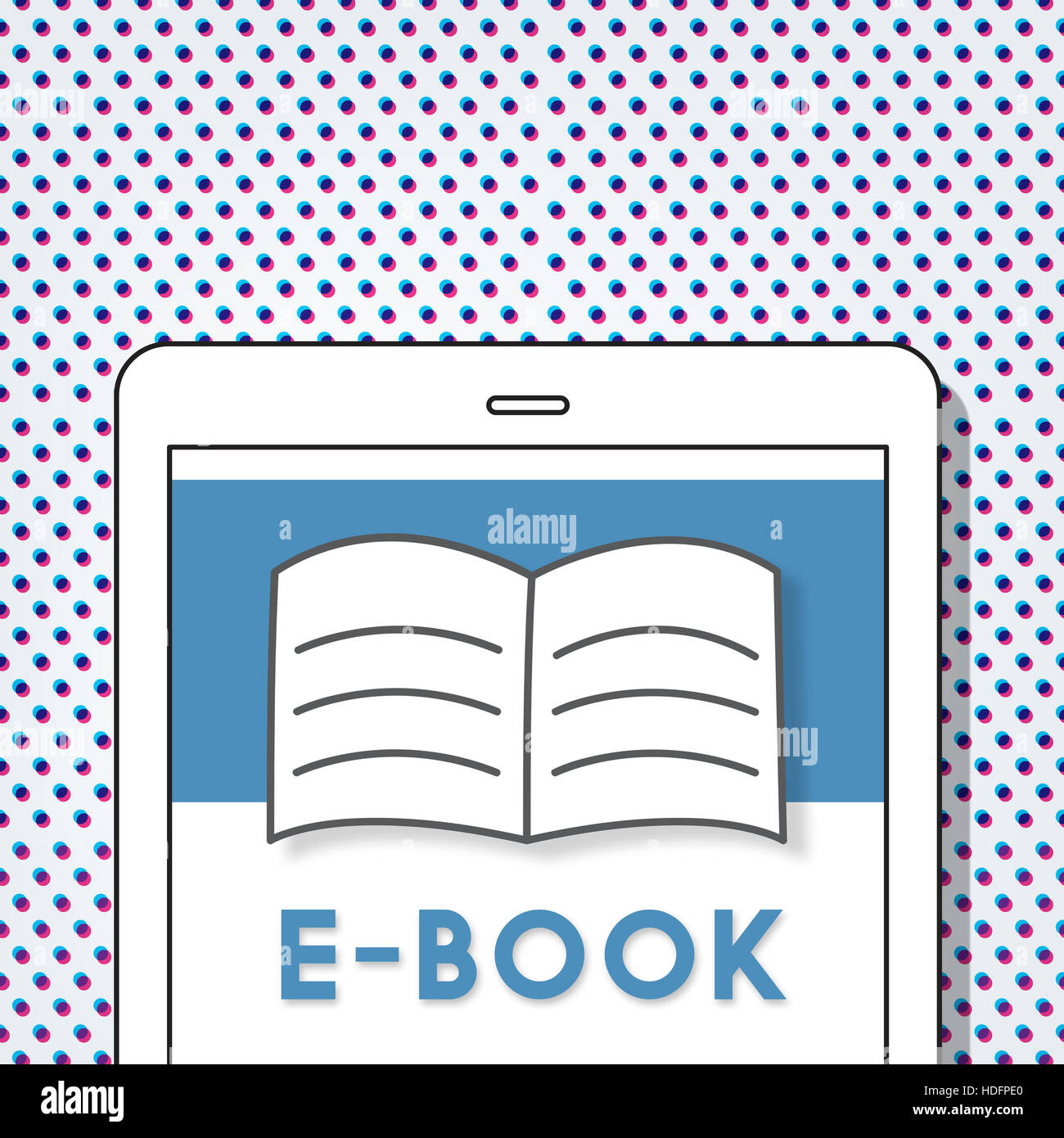 Geöffneten Seiten Buch E-Book Online lernen Grafikkonzept Stockfoto