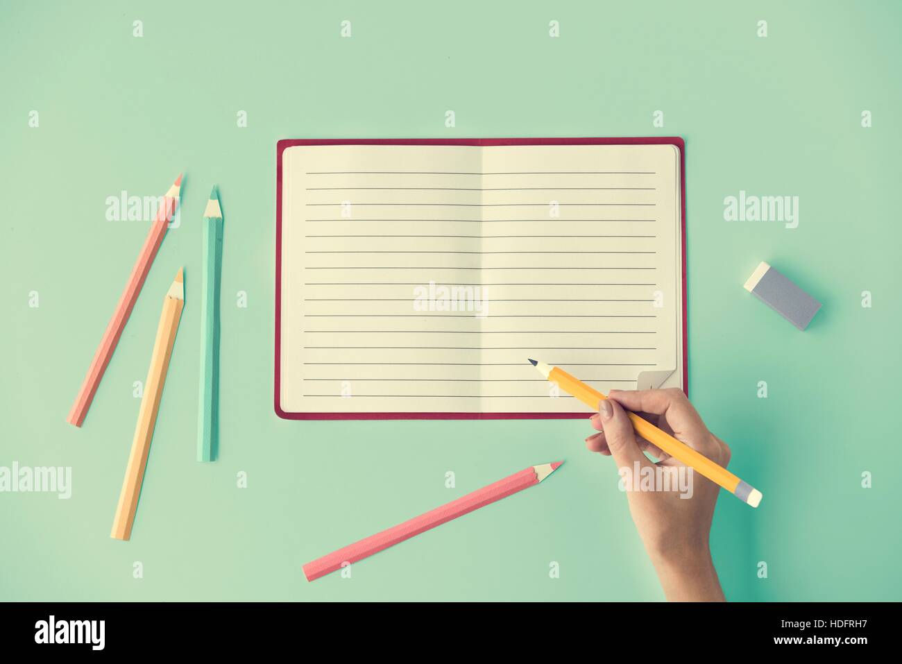 Leere Mockup leere Seite Tagebuch Konzept Stockfoto