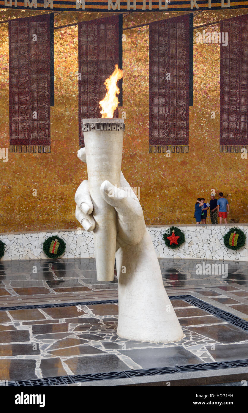 Halle der militärischen Ruhm. Memorial Komplex Mamajew Kurgan in Wolgograd Stockfoto