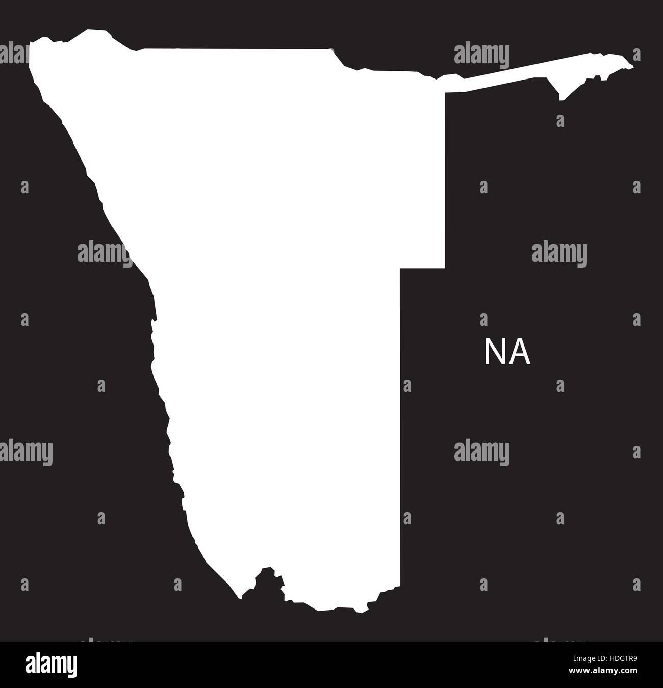Namibia Karte schwarz-weiß-Abbildung Stock Vektor