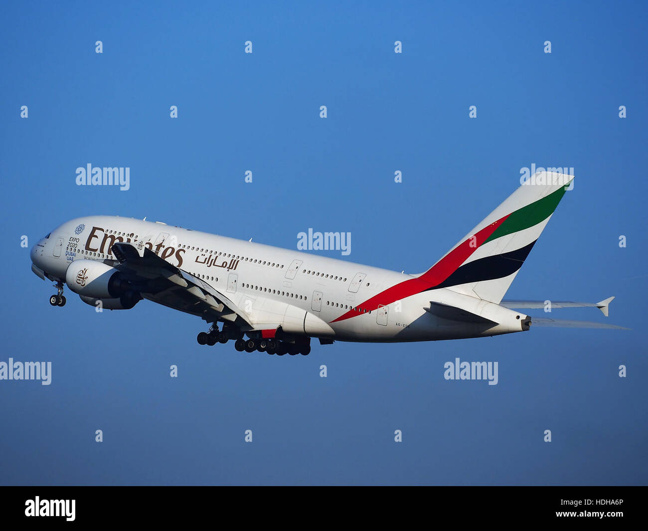 A6-EDK Emirates Airbus A380-861 - Cn 030 Takeoff von Schiphol Start-und Landebahn 36C pic4 Stockfoto