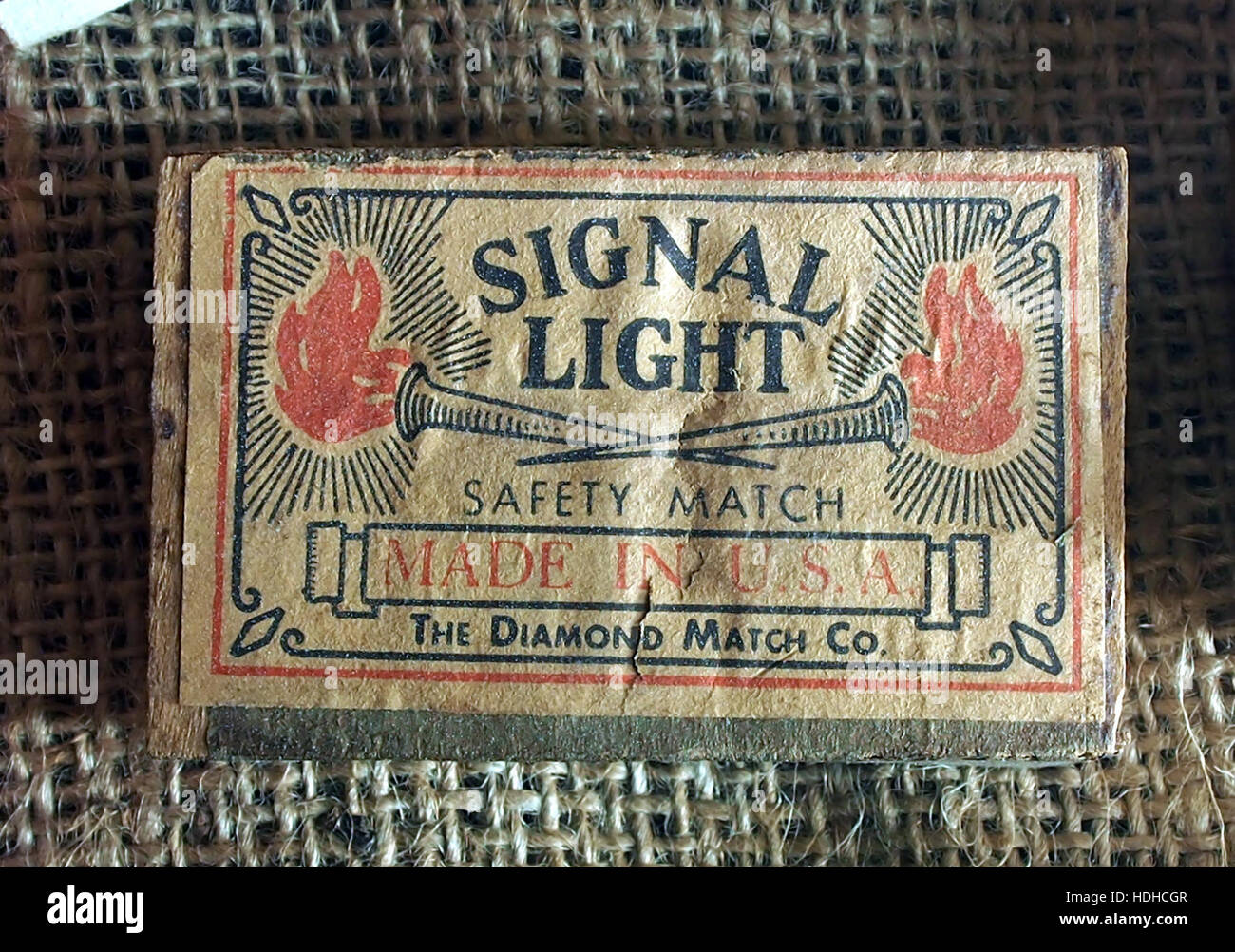 Signal Light Streichholzschachtel des 2. Weltkrieges, Museum Winter 1944 in Gingelom Stockfoto