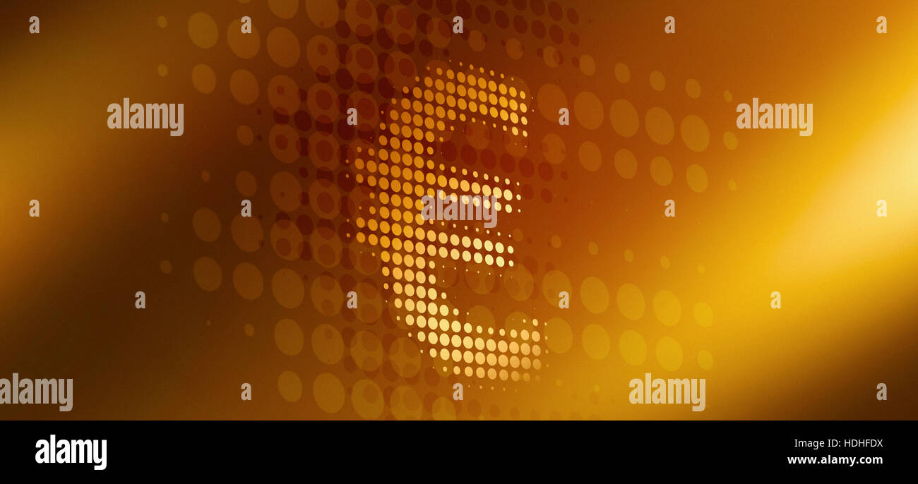 Nahaufnahme der gefleckte Eurozeichen über gold farbigen Hintergrund Stockfoto