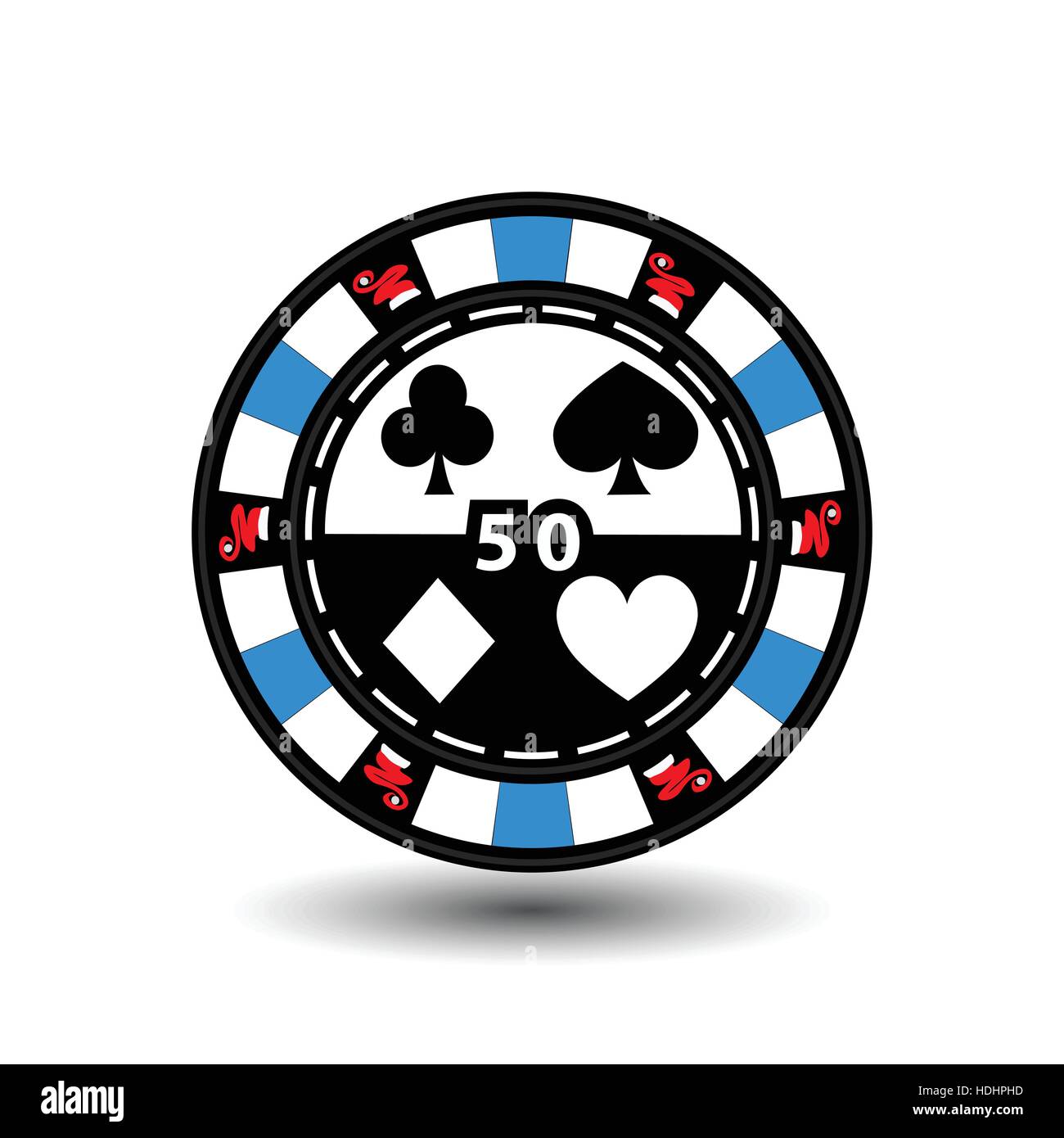 Weihnachten-Casino-chips. Blau. Santa Cap an den Seiten und die Anzahl der fünfzig in der Mitte. Abbildung Vektor. Verwenden Sie für die Website, Druck, Papier, Stoff, Dekoration, Design, etc.. EPS 10 Stock Vektor