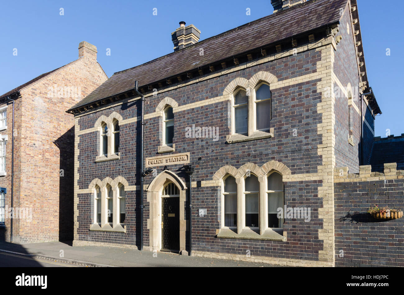 Eine ehemalige Polizeistation in der Shropshire Stadt von Much Wenlock ist jetzt ein privates Haus Stockfoto