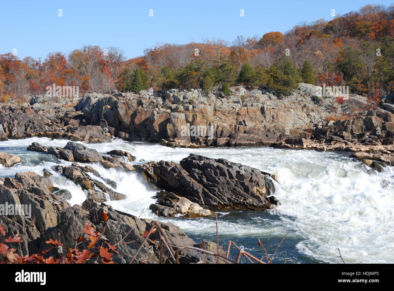 Landschaft, Great Falls Park, Potomac River, Virginia USA, in der Nähe von Washington, D.C. Stockfoto