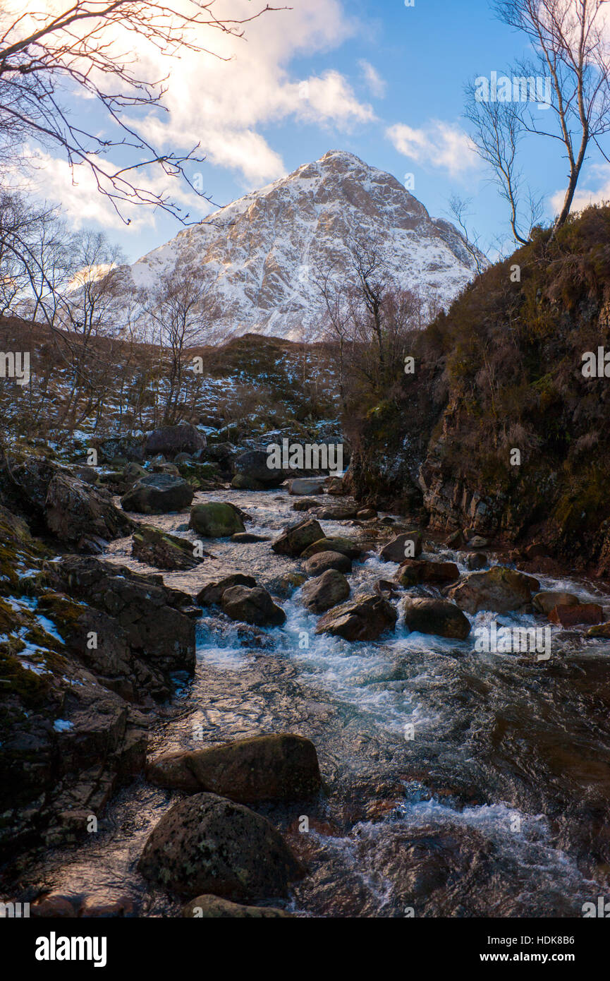 Buachaille Etive Mor bei Sonnenuntergang im Winter Stockfoto