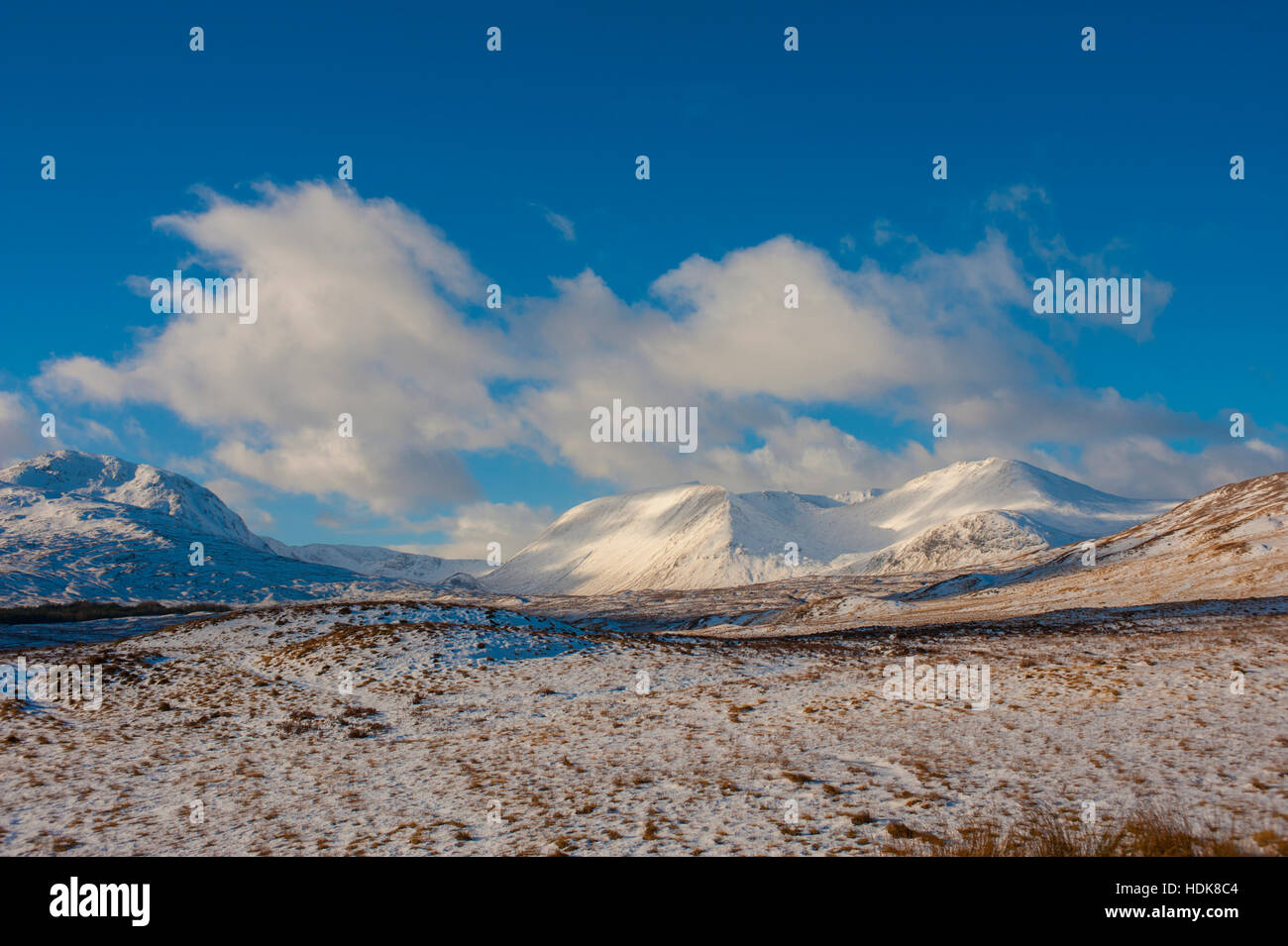 Rannoch Moor und die Ansätze zur Glencoe. Stockfoto