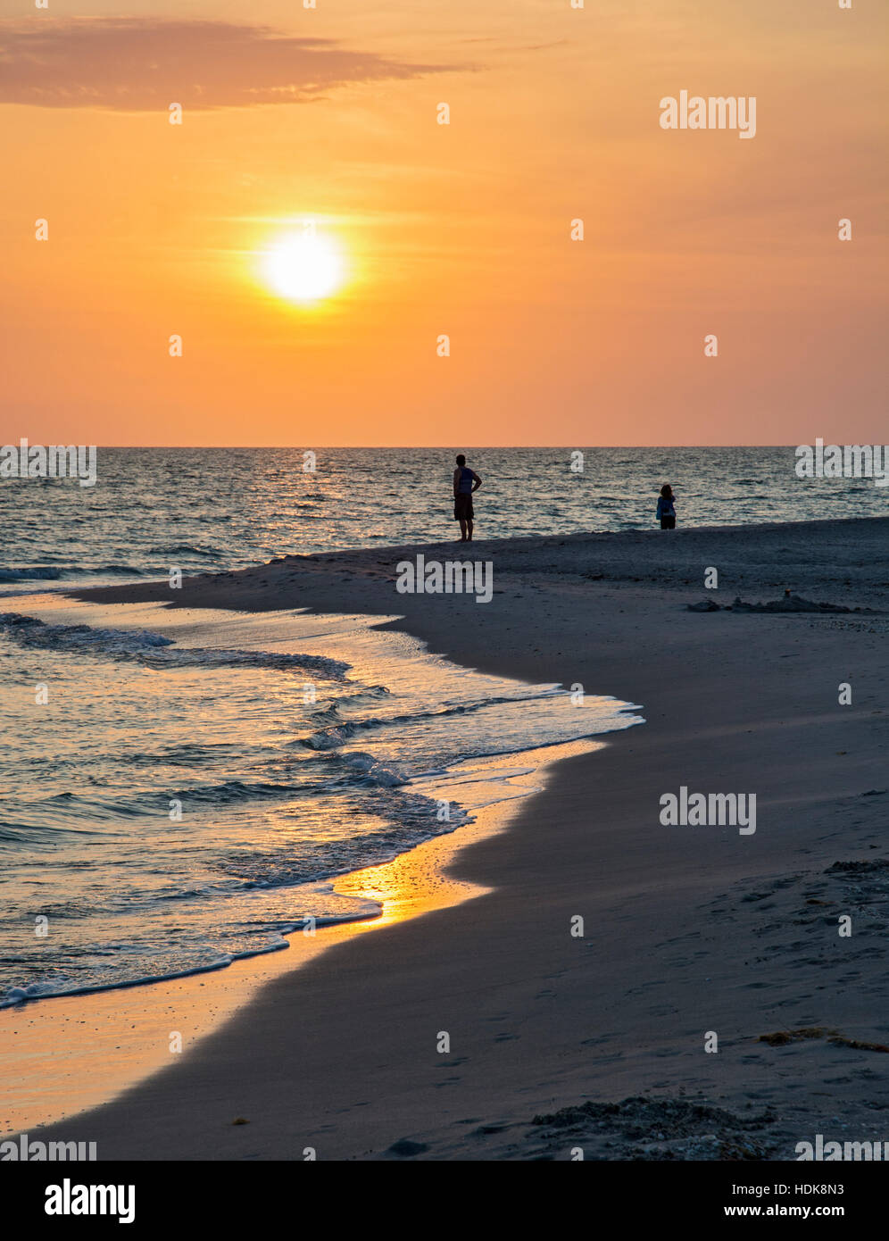 Sonnenuntergang, Bowmans Beach, Sanibel Island, Florida Stockfoto