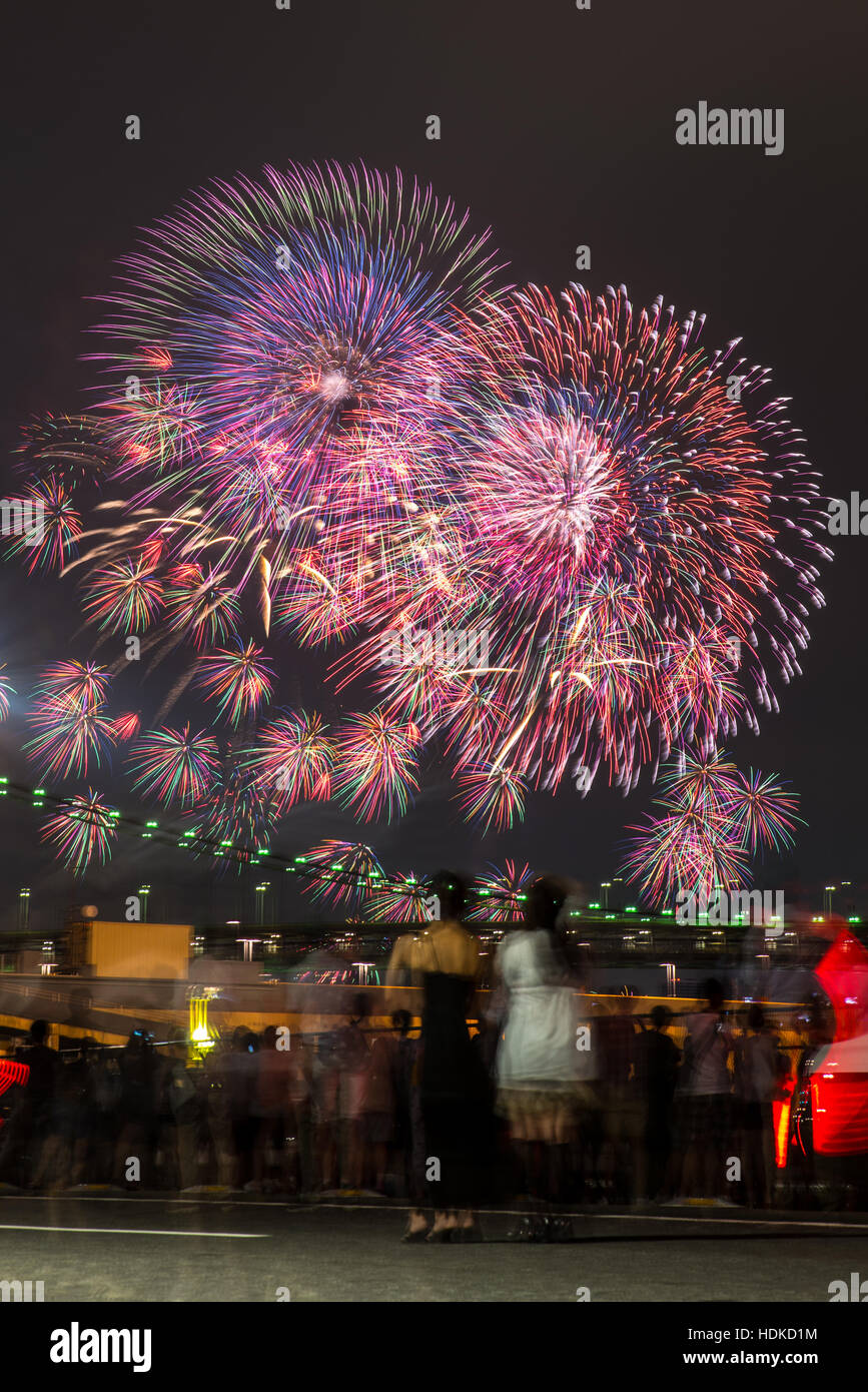 die letzte Tokio-wan Hanabi Fes. Feuerwerk, Nacht, Festival, kurze Lebensdauer, Stockfoto