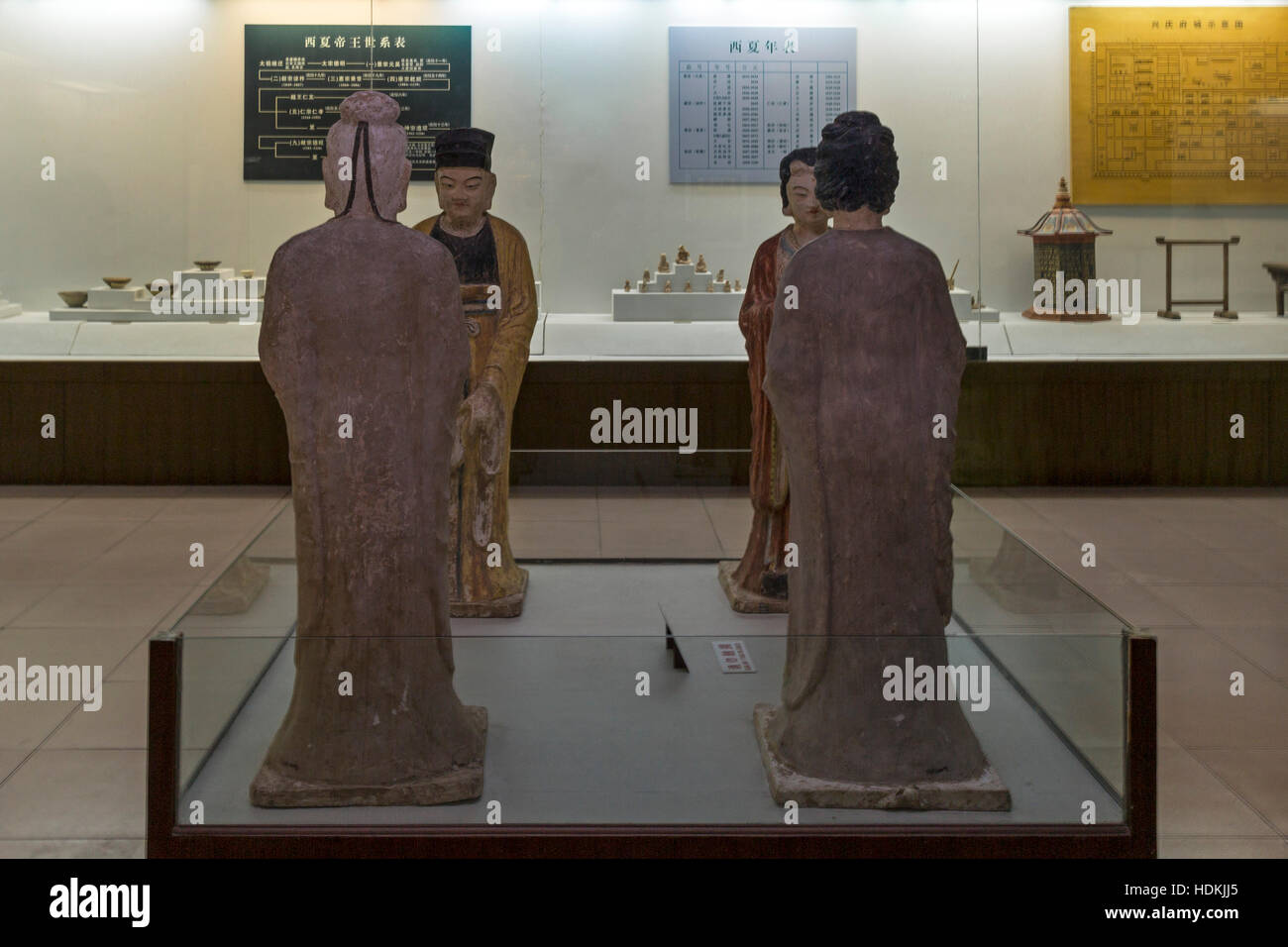 Chinesischen Statuen auf dem Display an westliche Xia Mausoleum, Yinchuan, Ningxia, China Stockfoto