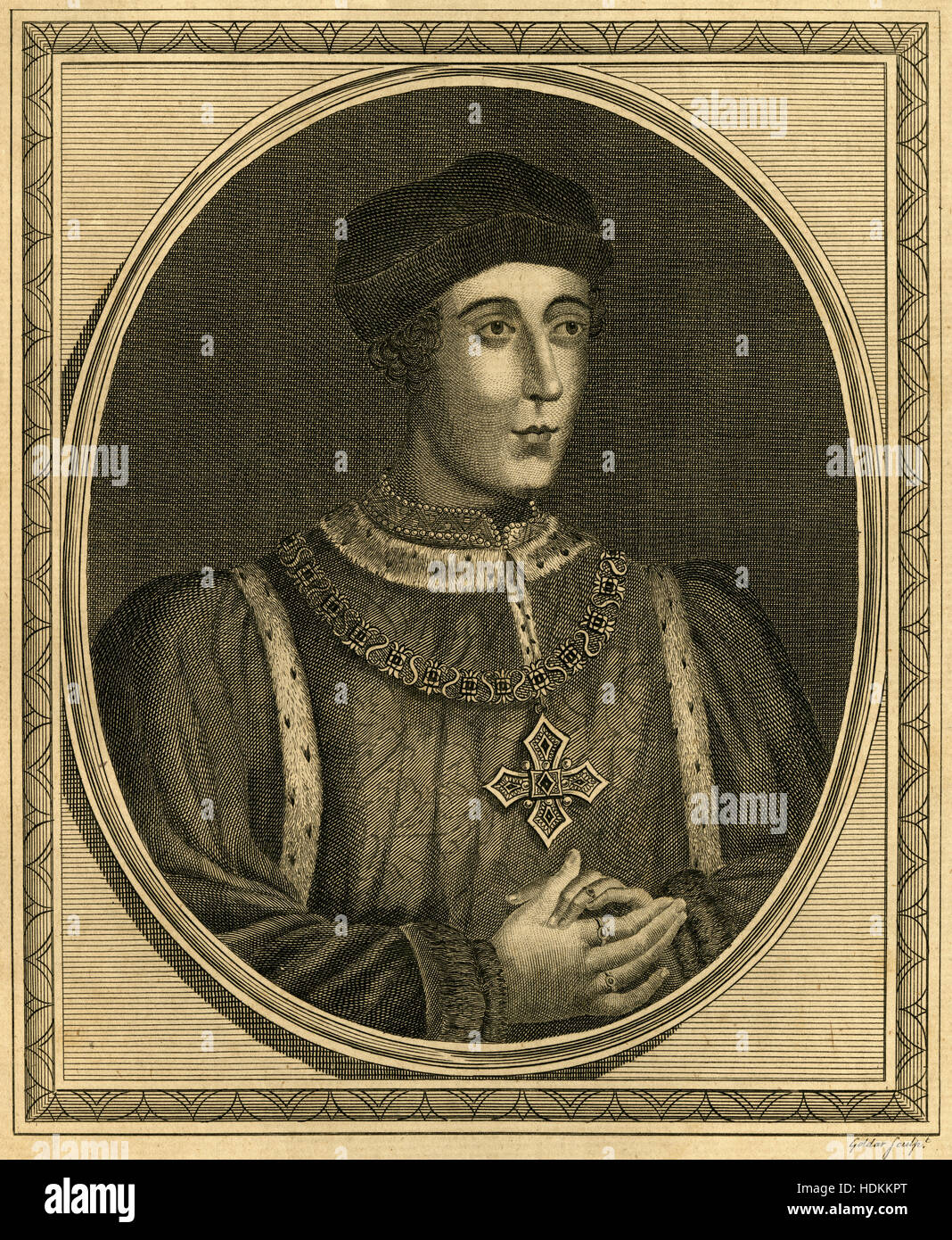 Antike 1787 Gravur, König Henry VI. Heinrich VI. (1421-1471) war König von England von 1422 bis 1461 und von 1470 bis 1471 und König von Frankreich von 1422 bis 1453 bestritten. QUELLE: ORIGINAL GRAVUR. Stockfoto