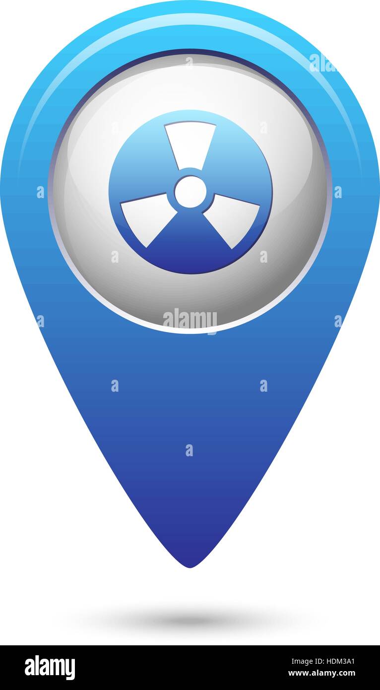 Radioaktiven Symbol auf blauem Kartenzeiger. Vektor-illustration Stock Vektor