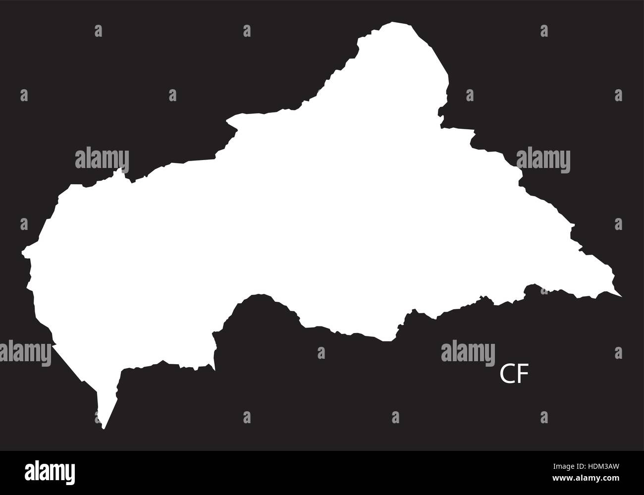 Zentralafrikanische Republik Karte schwarz-weiß-Abbildung Stock Vektor
