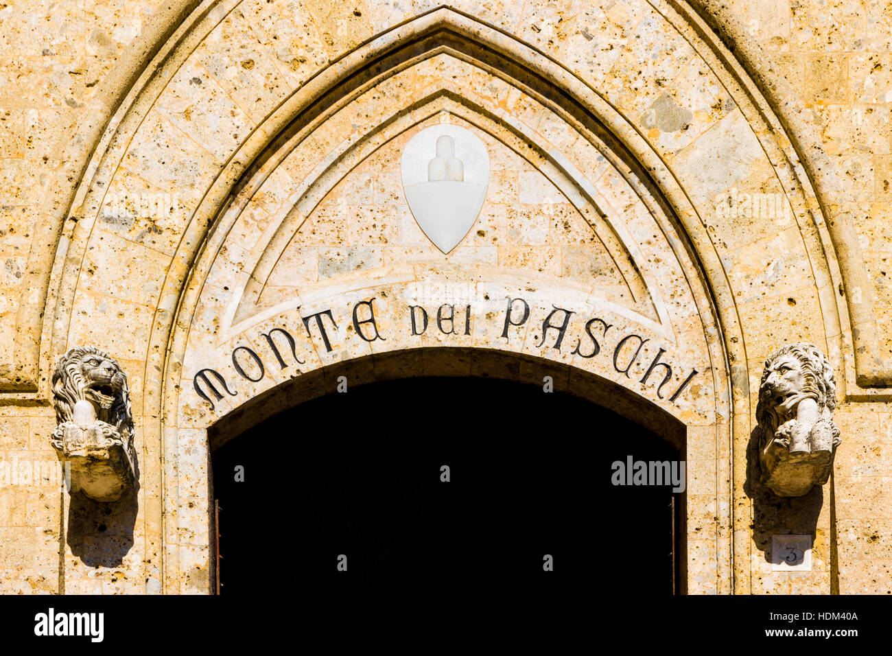 Siena, Italien - 29. September 2016: Palazzo Salimbeni, Sitz der Monte dei Paschi di Siena Bank Stockfoto