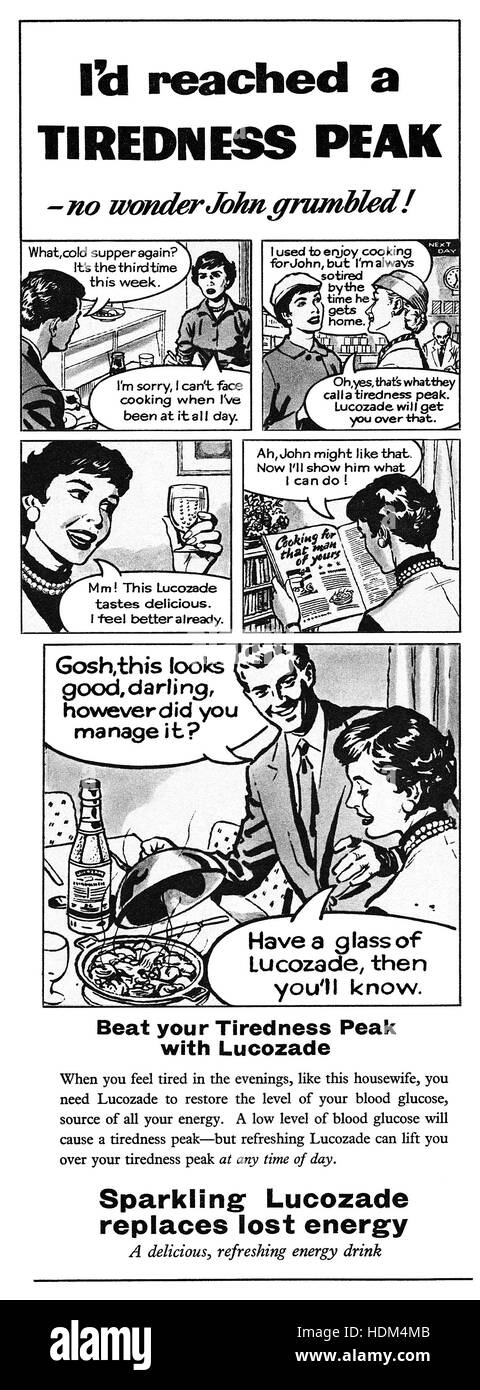 1957 britische Werbung für Lucozade Energy Drink Stockfoto