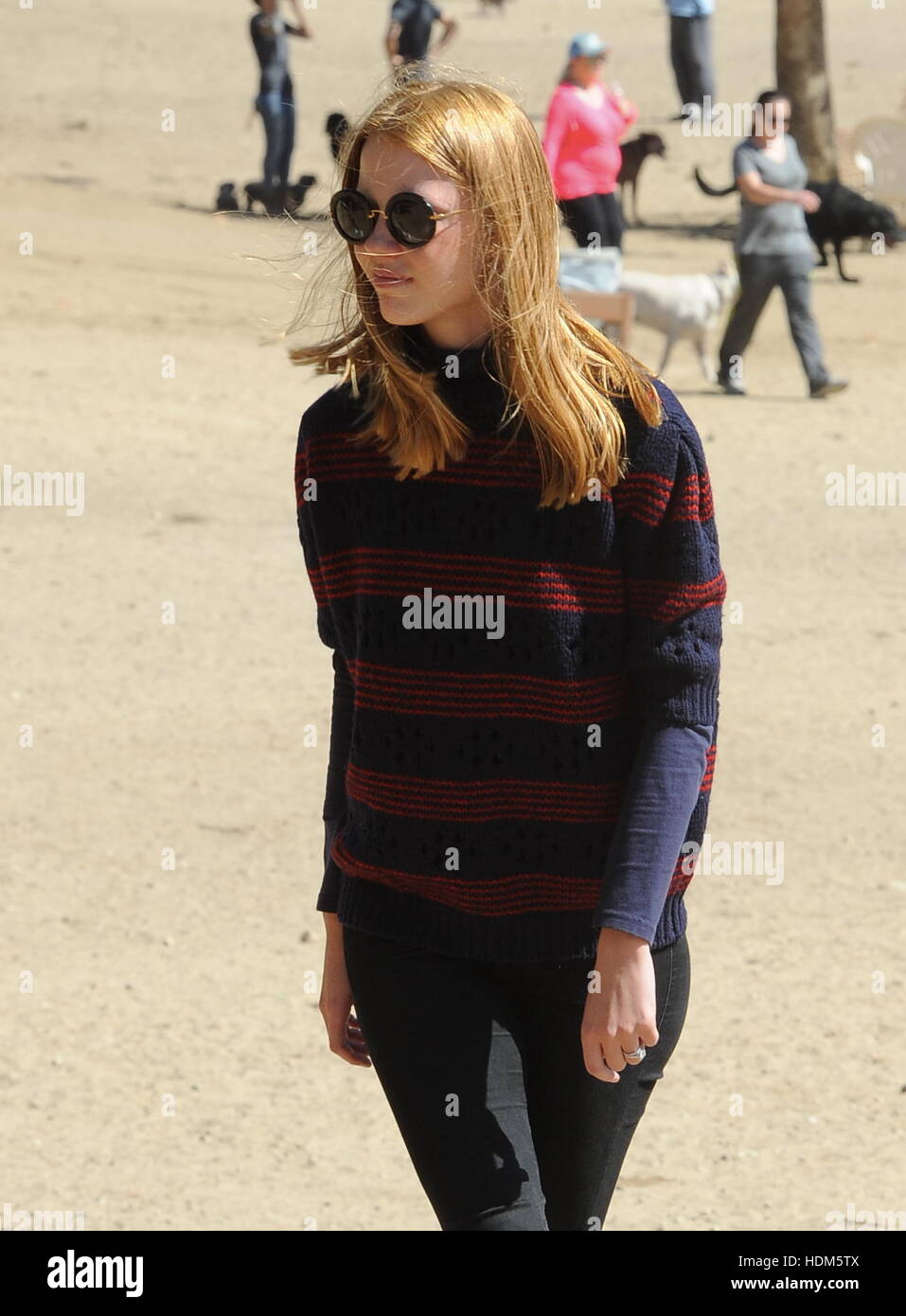 Frisch verheiratete Shia LaBeouf und Mia Goth, in einem Park mit ihren Bulldog Brando Featuring: Mia Goth wo: Los Angeles, California, Vereinigte Staaten von Amerika bei: 15. Oktober 2016 Stockfoto