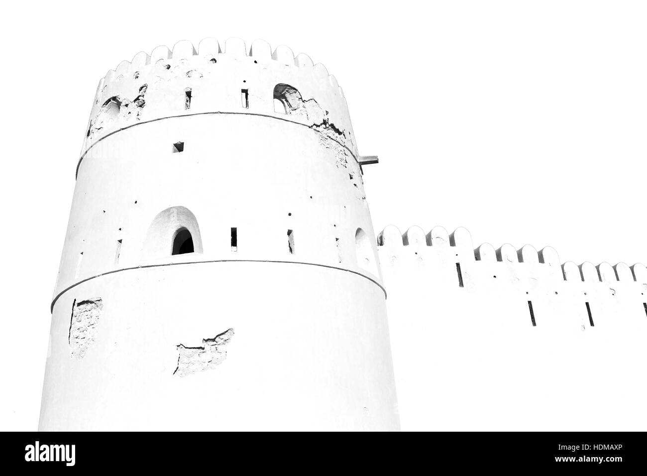 Fort Battlesment Himmel und Sterne Ziegel in Oman Muscat die alte defensive Stockfoto