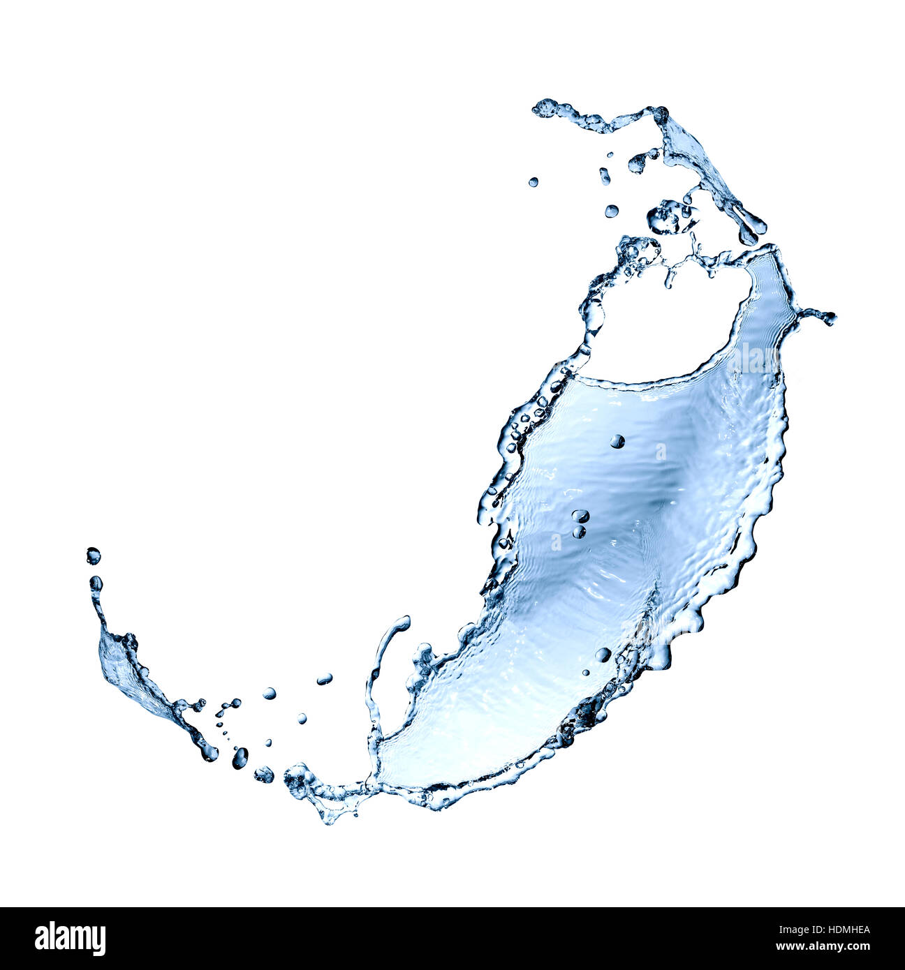 Abstrakt blau Spritzwasser auf weißem Hintergrund Stockfoto