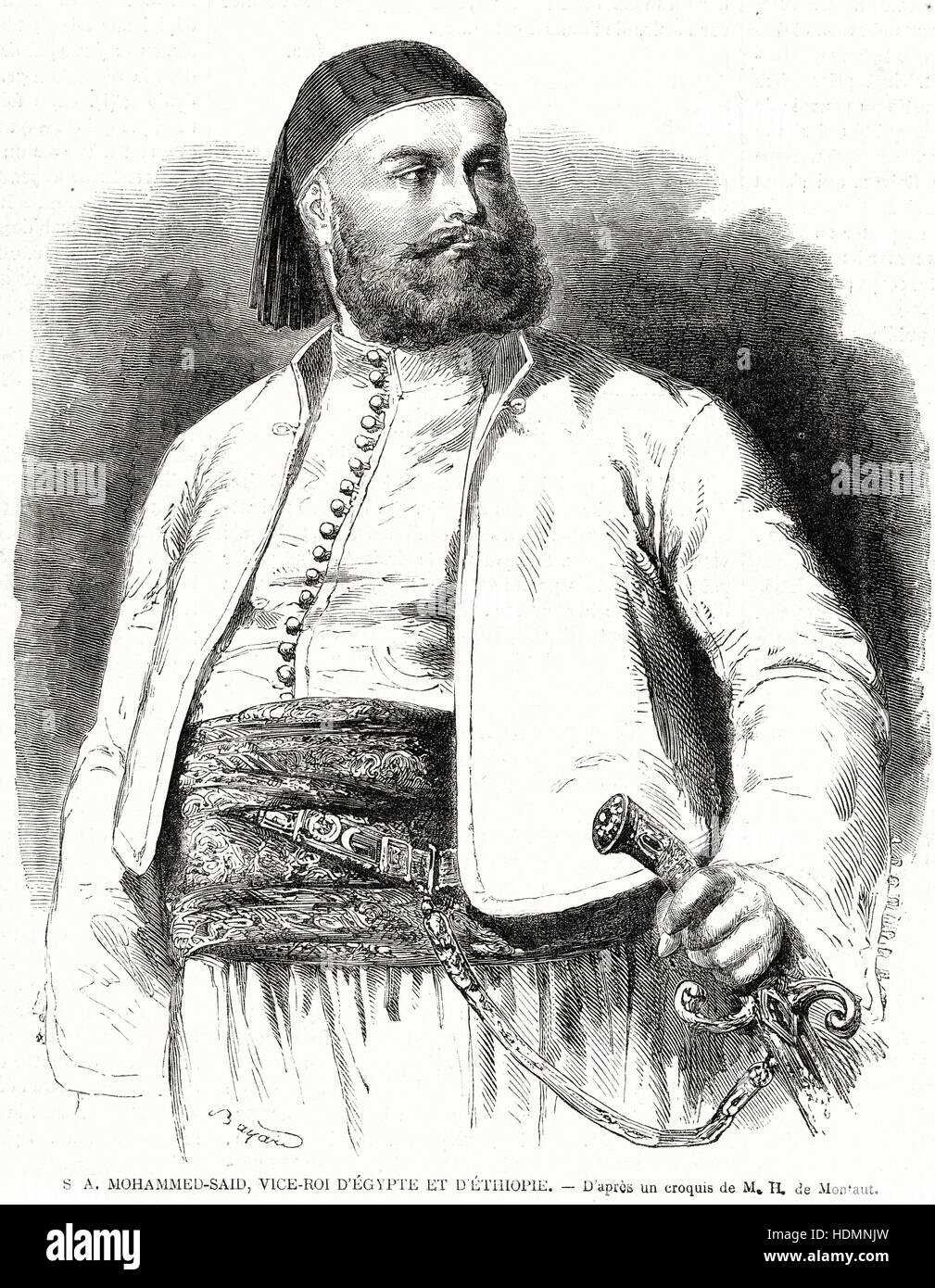 Abbildung 1862 Gravur Mohamed Said Pasha Stockfoto